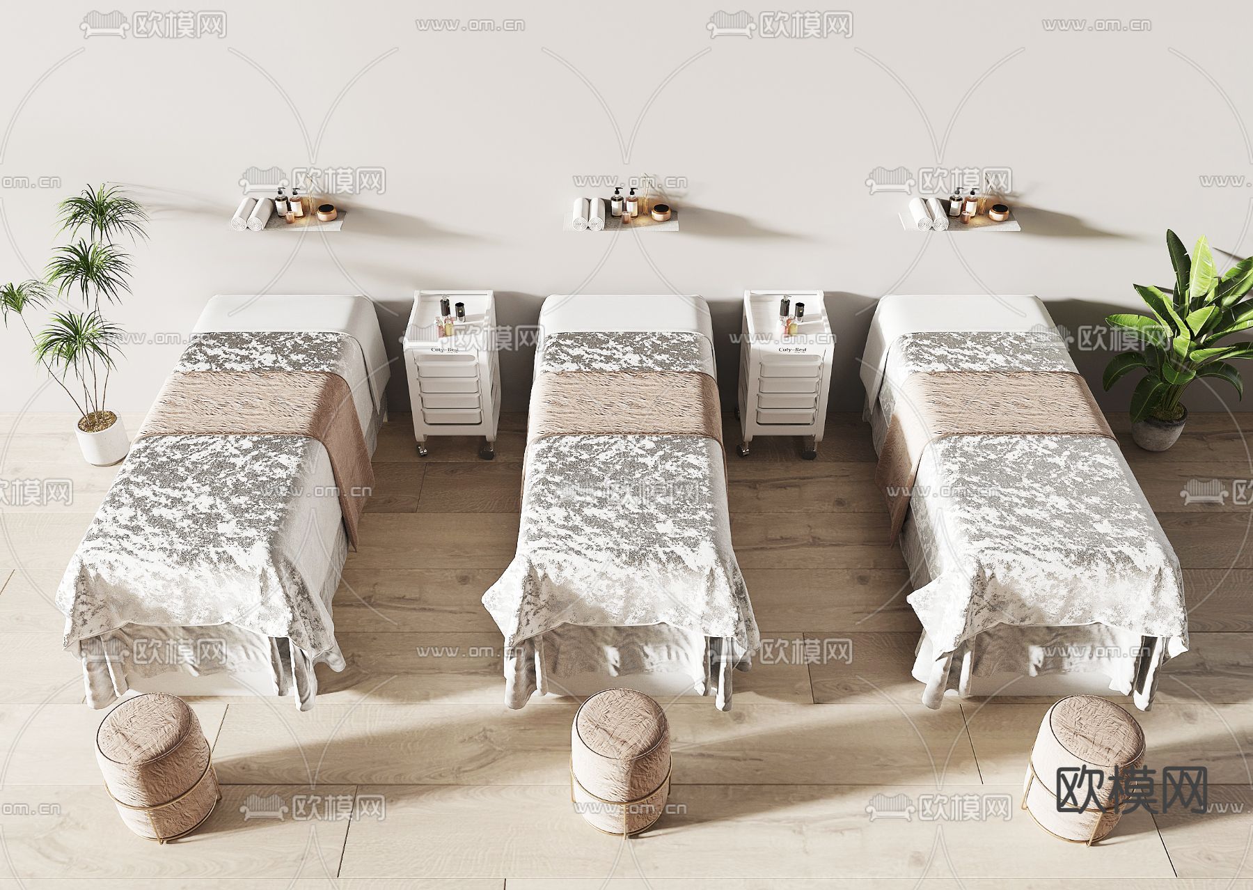 现代美容床 按摩床su模型下载（渲染图1）