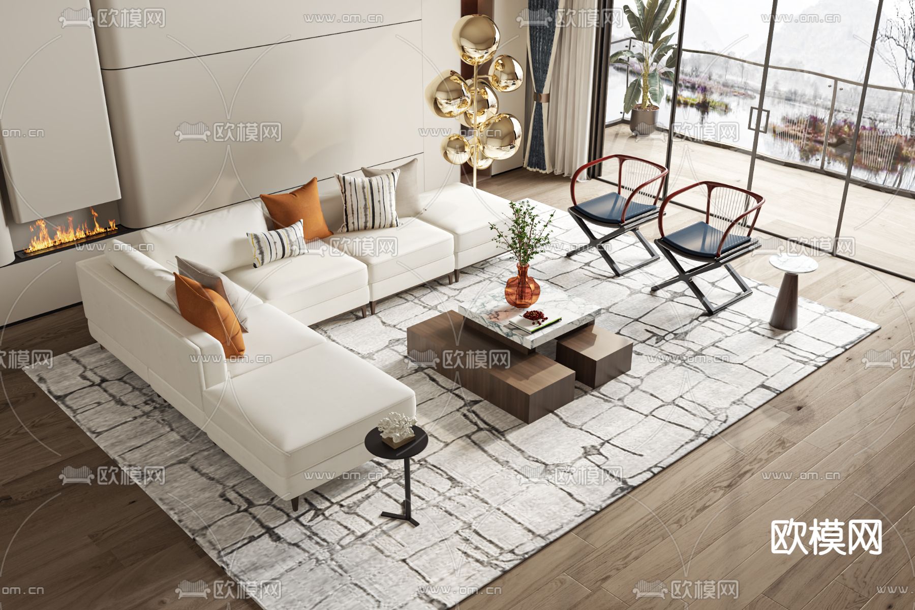 现代组合沙发 转角沙发3d模型下载