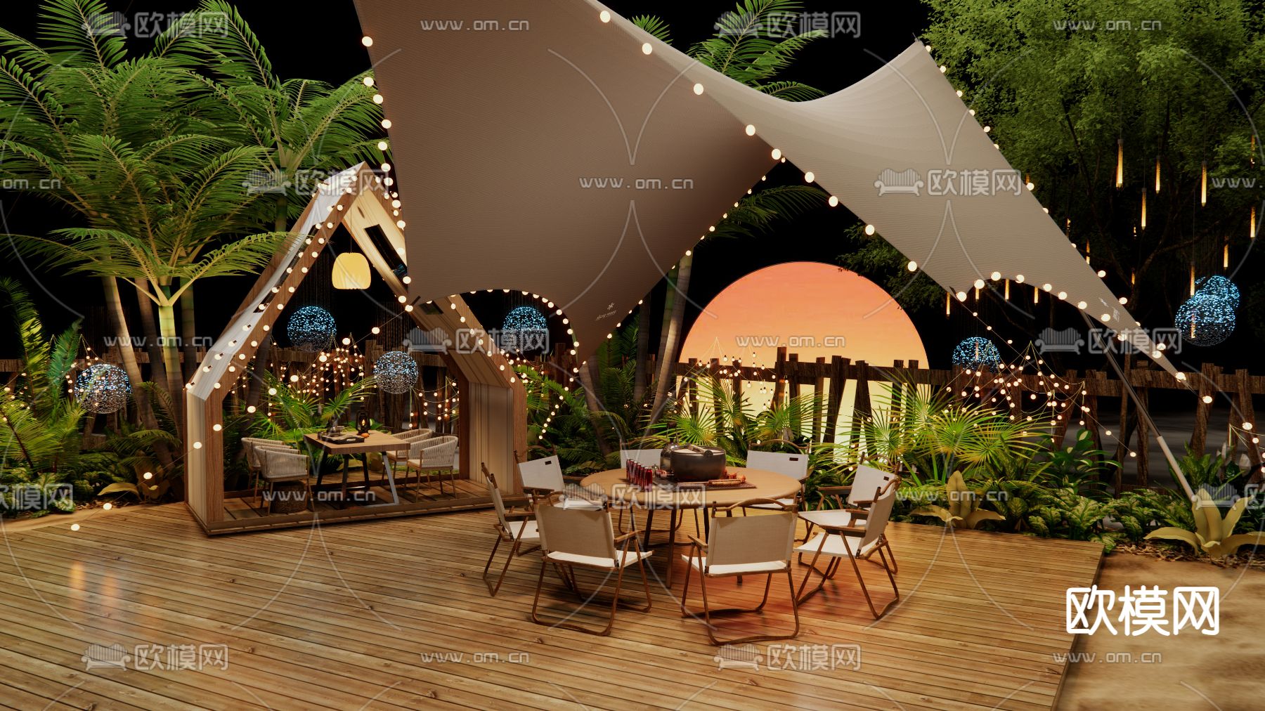 露营烧烤店 商业外摆3d模型下载