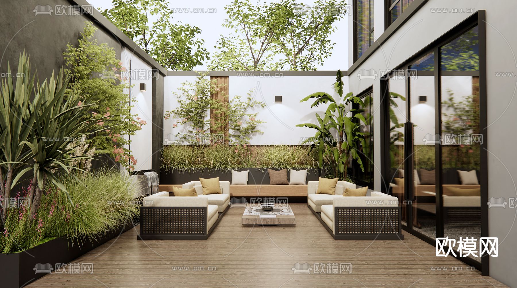 别墅庭院 天井花园3d模型下载