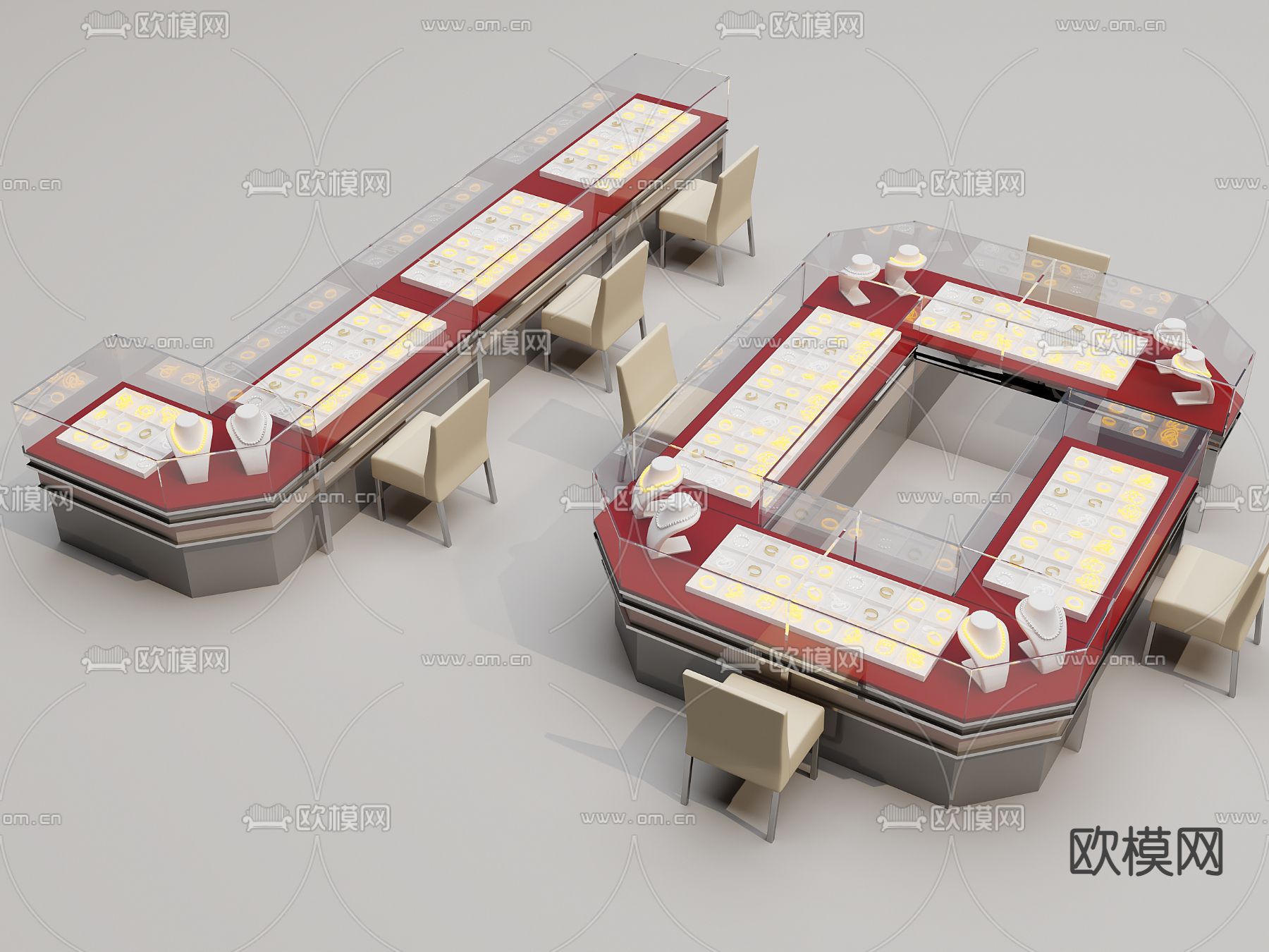 首饰柜 珠宝柜 中岛柜3d模型下载