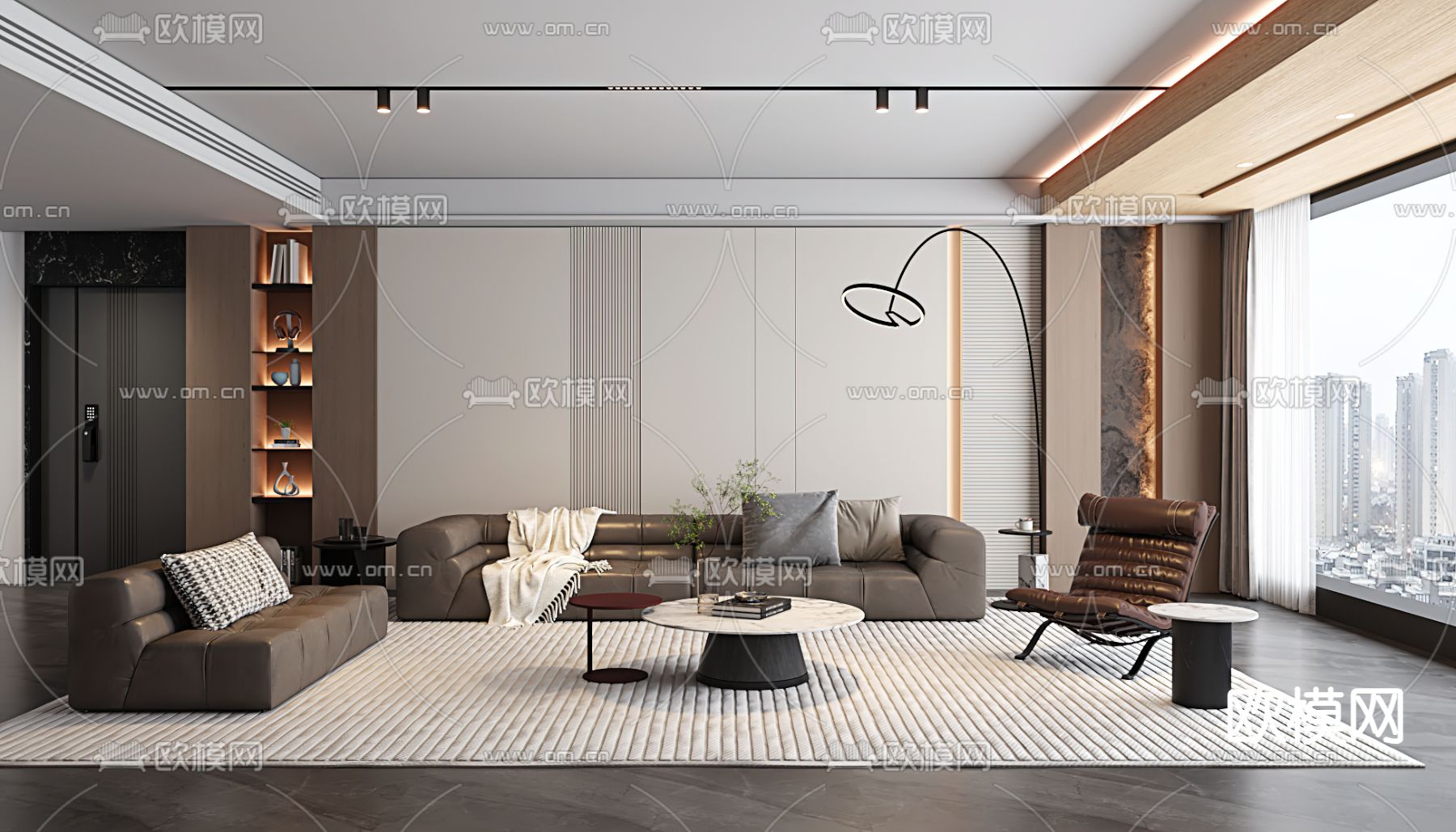 现代客厅3d模型下载（渲染图1）