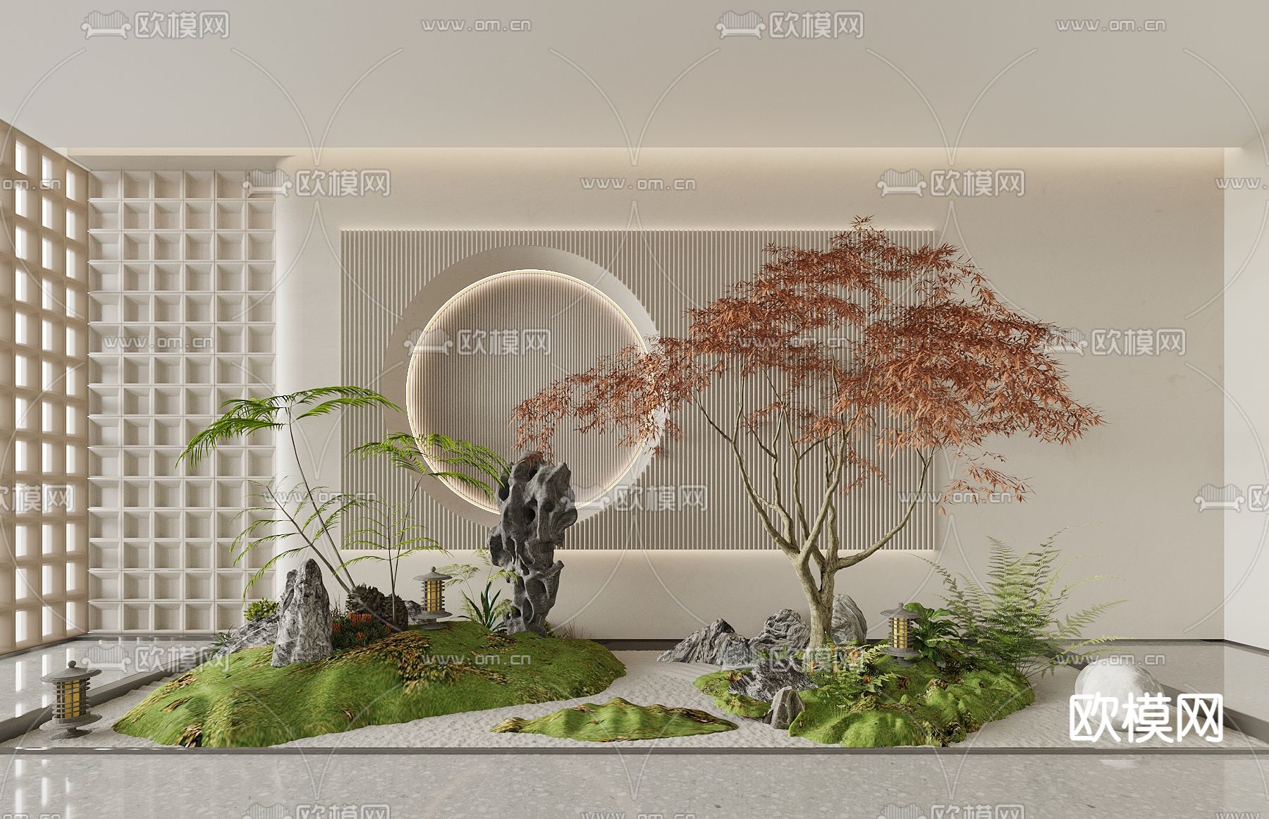 景观小品 植物造景 景观石3d模型下载