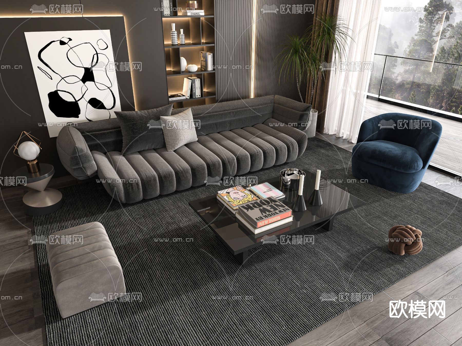 Minotti 现代组合沙发3d模型下载_ID15079605_3dmax免费模型-欧模网