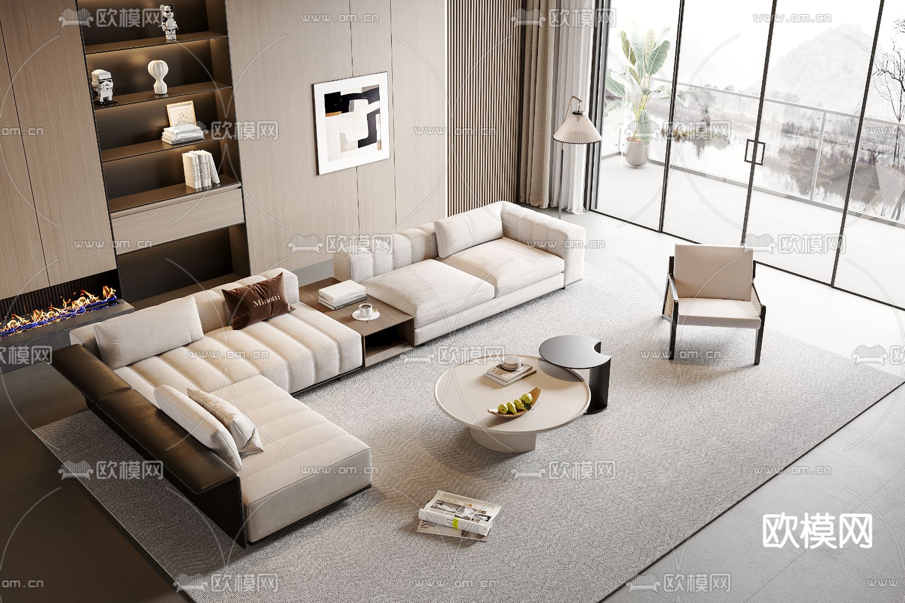 现代组合沙发 转角沙发3d模型下载