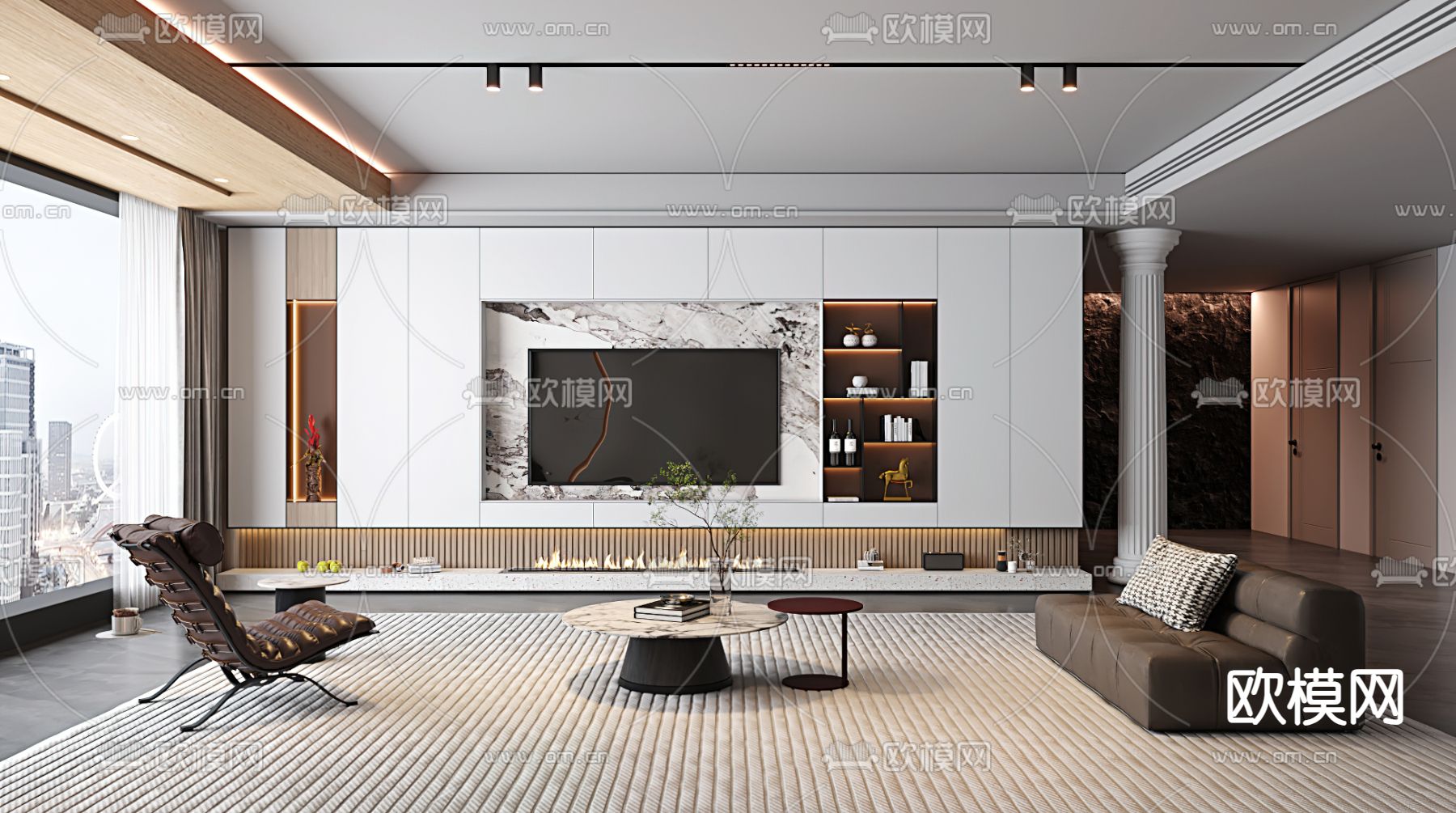 现代客厅3d模型下载（渲染图2）