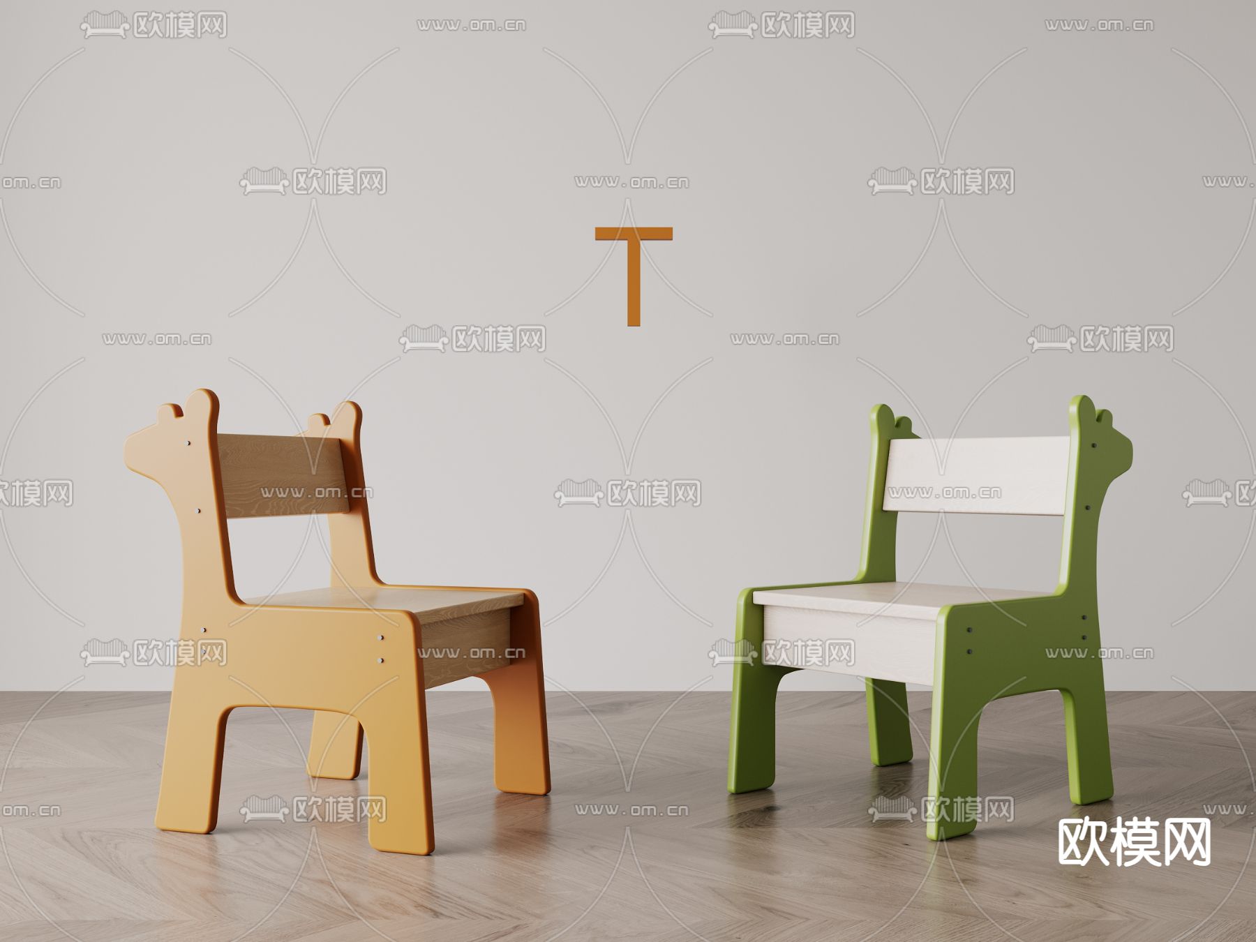 长颈鹿椅子su模型下载（渲染图2）