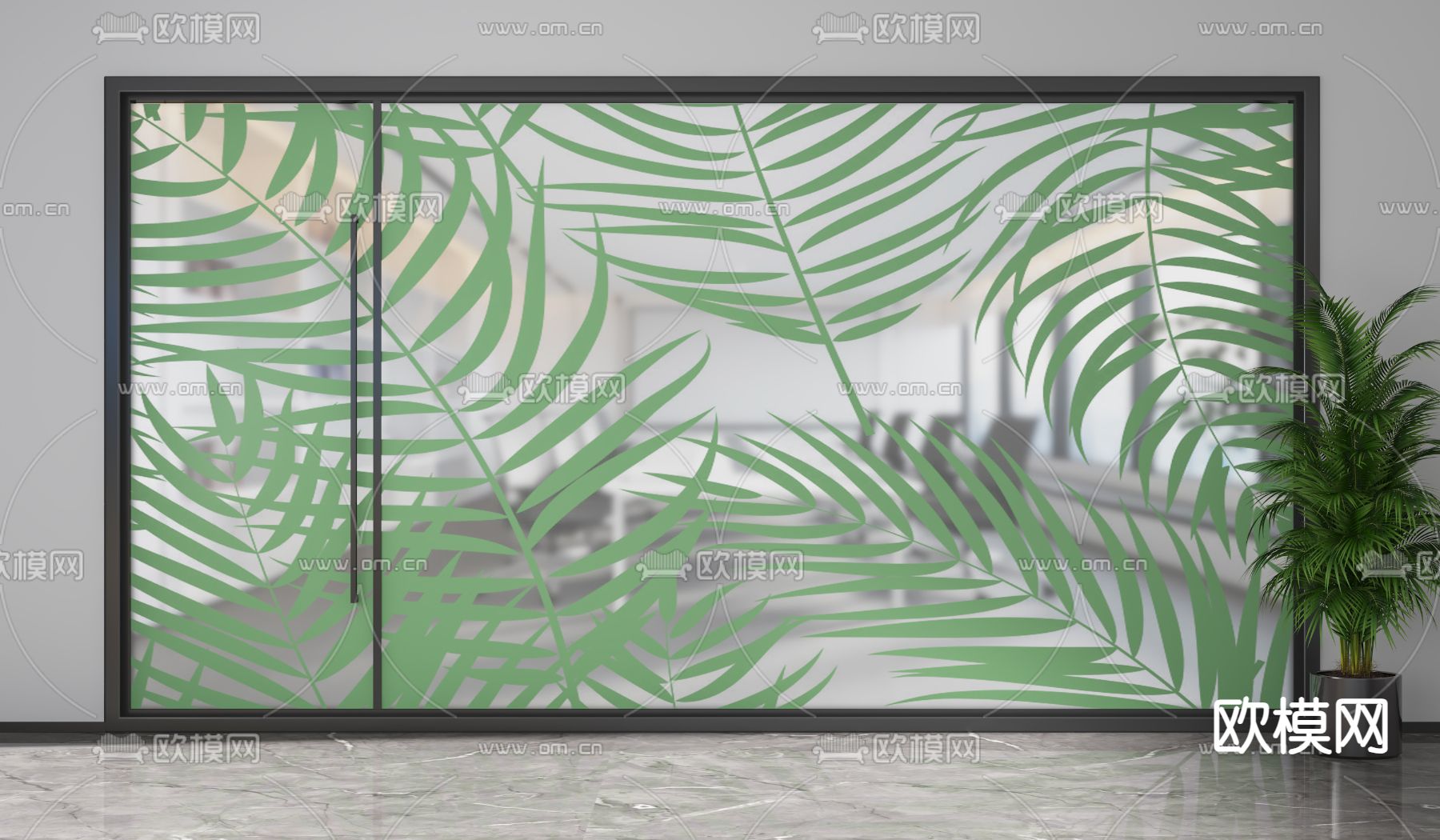 办公室门 玻璃隔断 高隔断3d模型下载