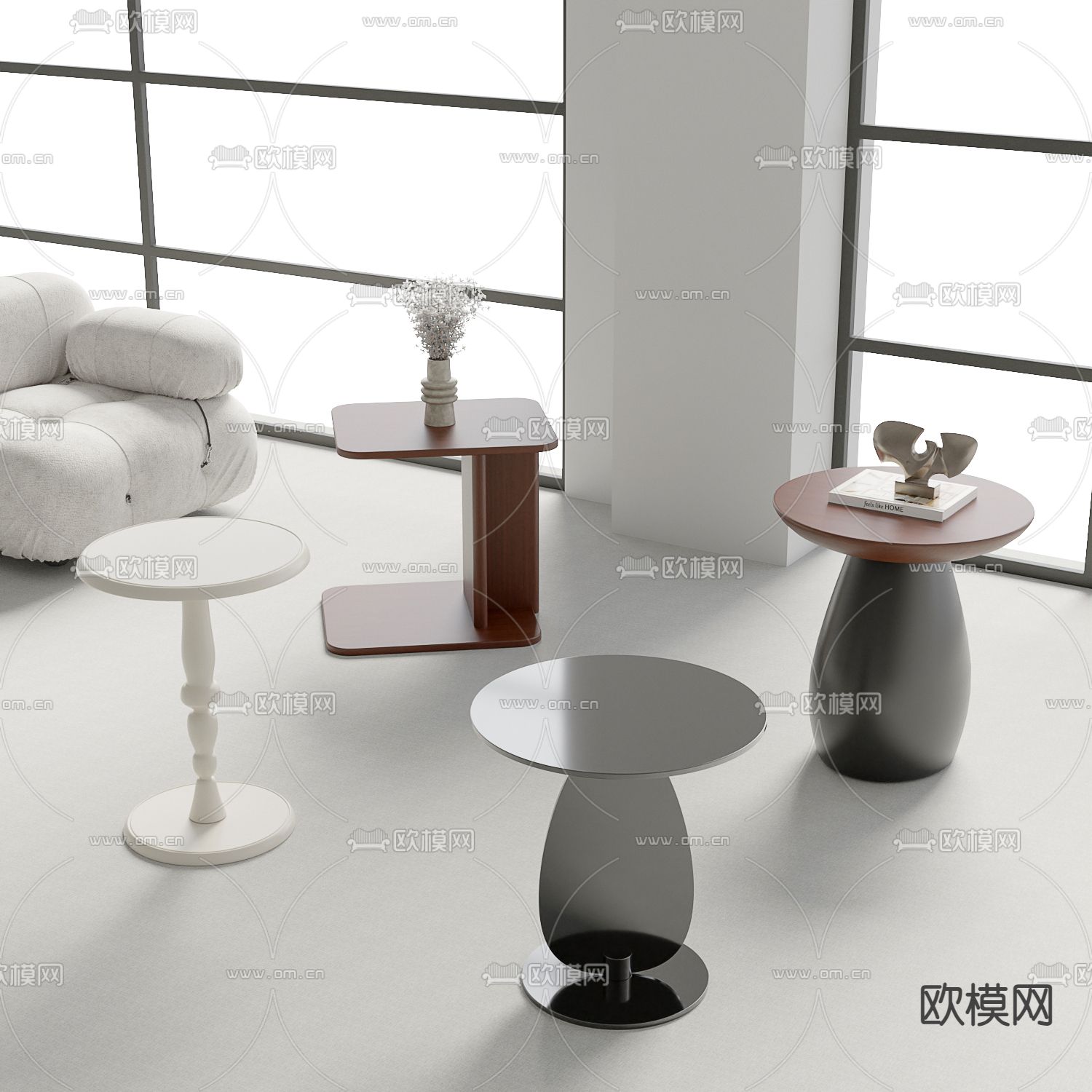 圆几 边几 角几3d模型下载