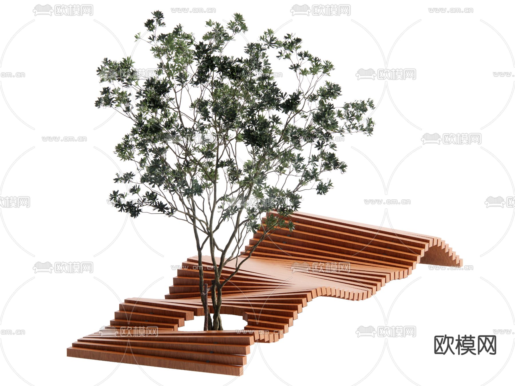 现代景观树池 景观树su模型下载（渲染图2）