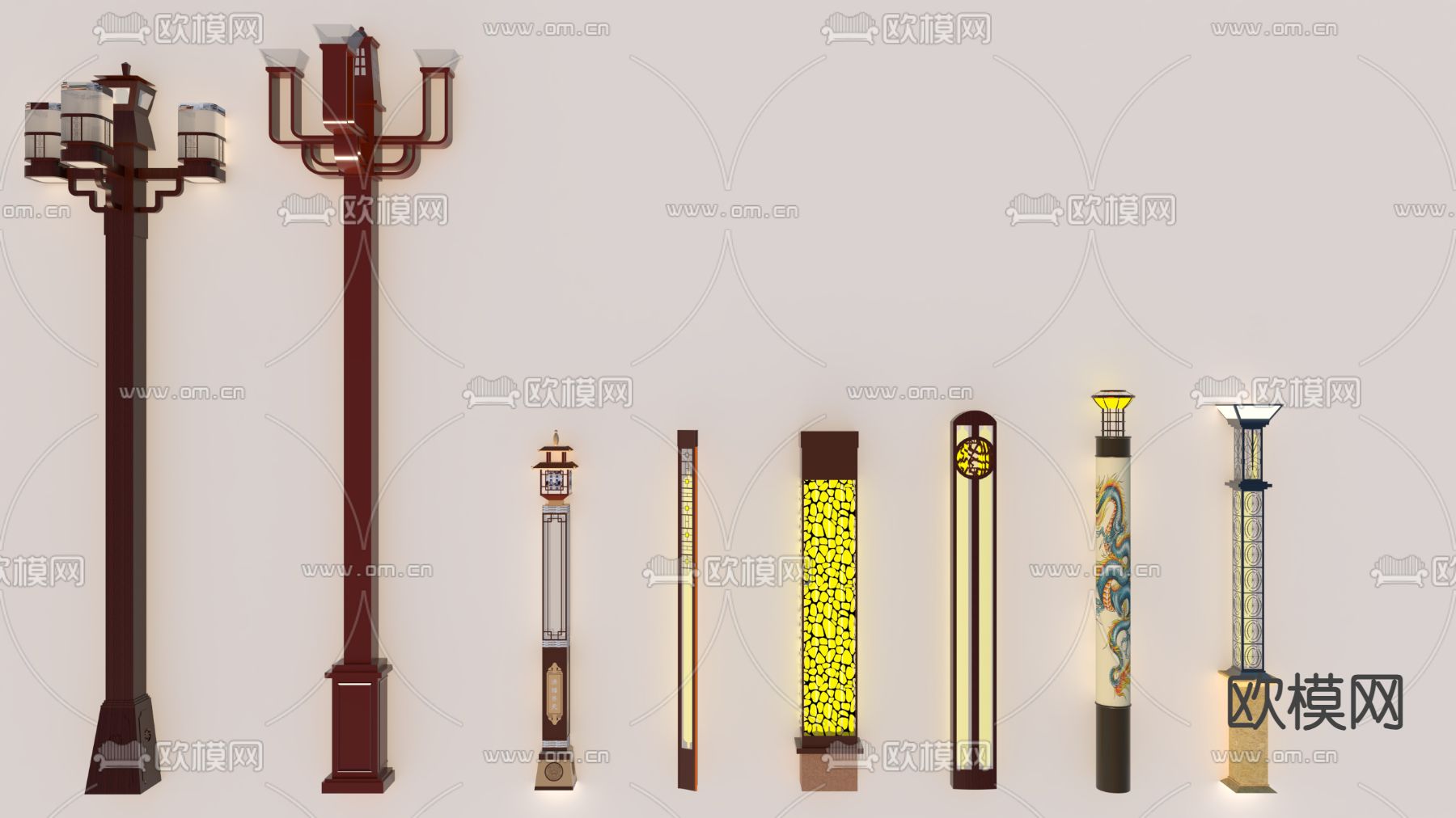 中式路灯su模型下载（渲染图2）