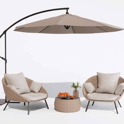  现代藤编户外椅su模型 