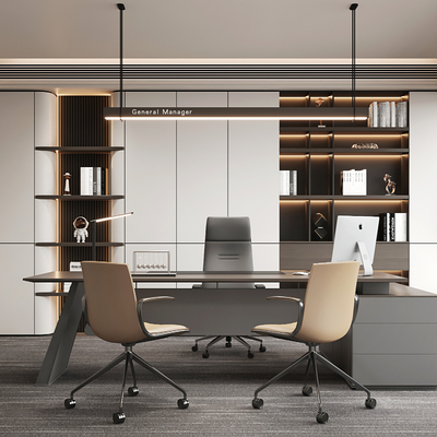  现代经理办公室 董事办公室su模型 