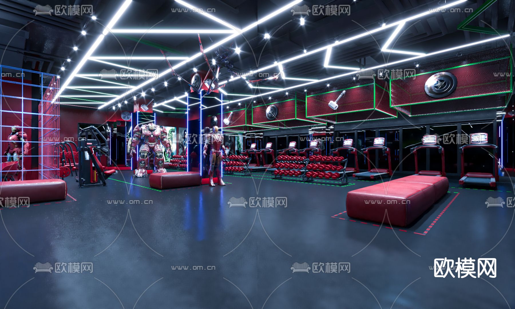 工业风健身房su模型下载（渲染图3）