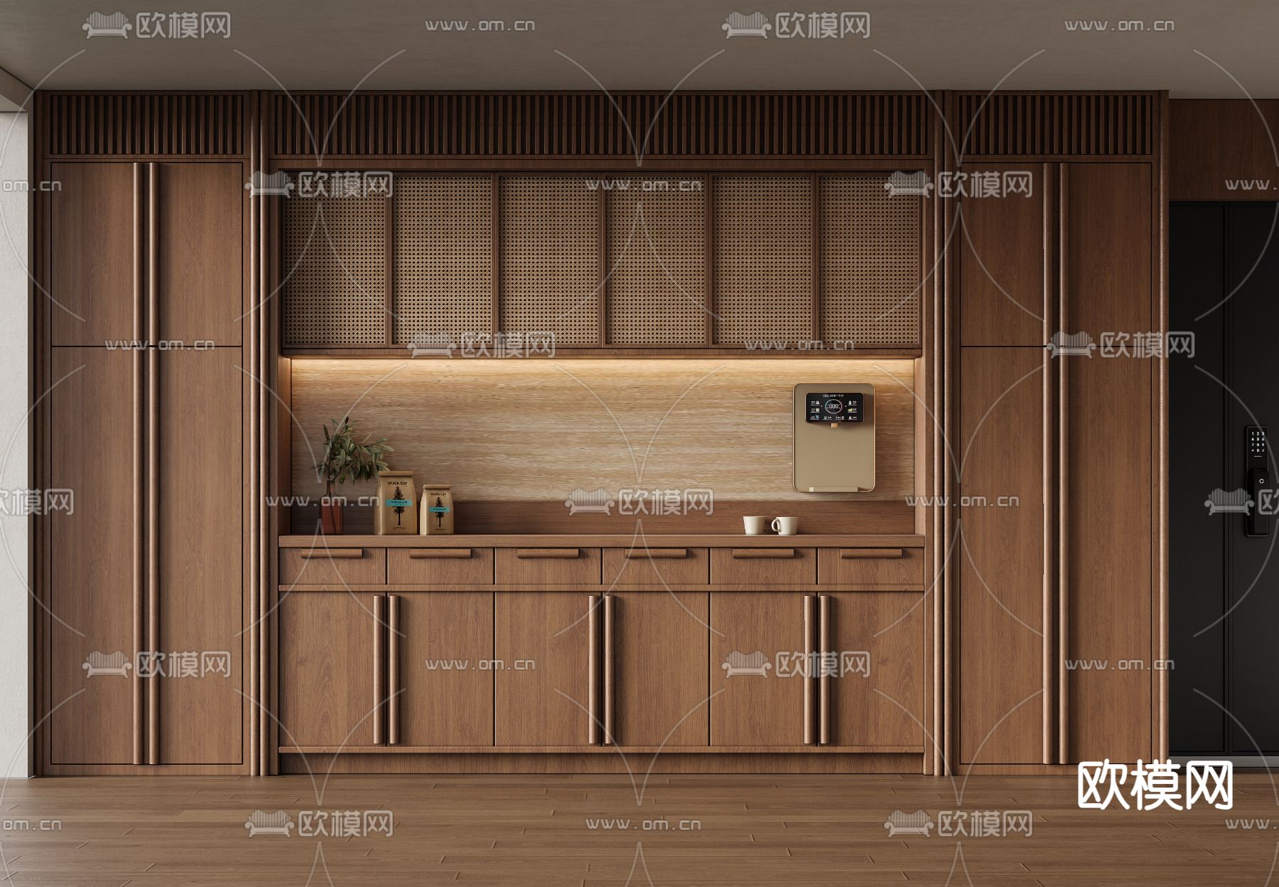 中古风橱柜 餐边柜3d模型下载