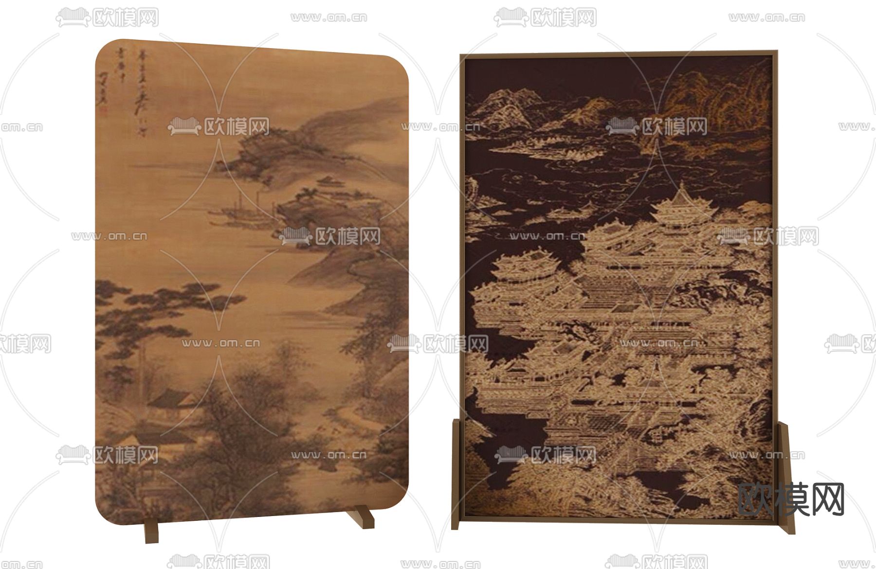 新中式屏风 隔断3d模型下载