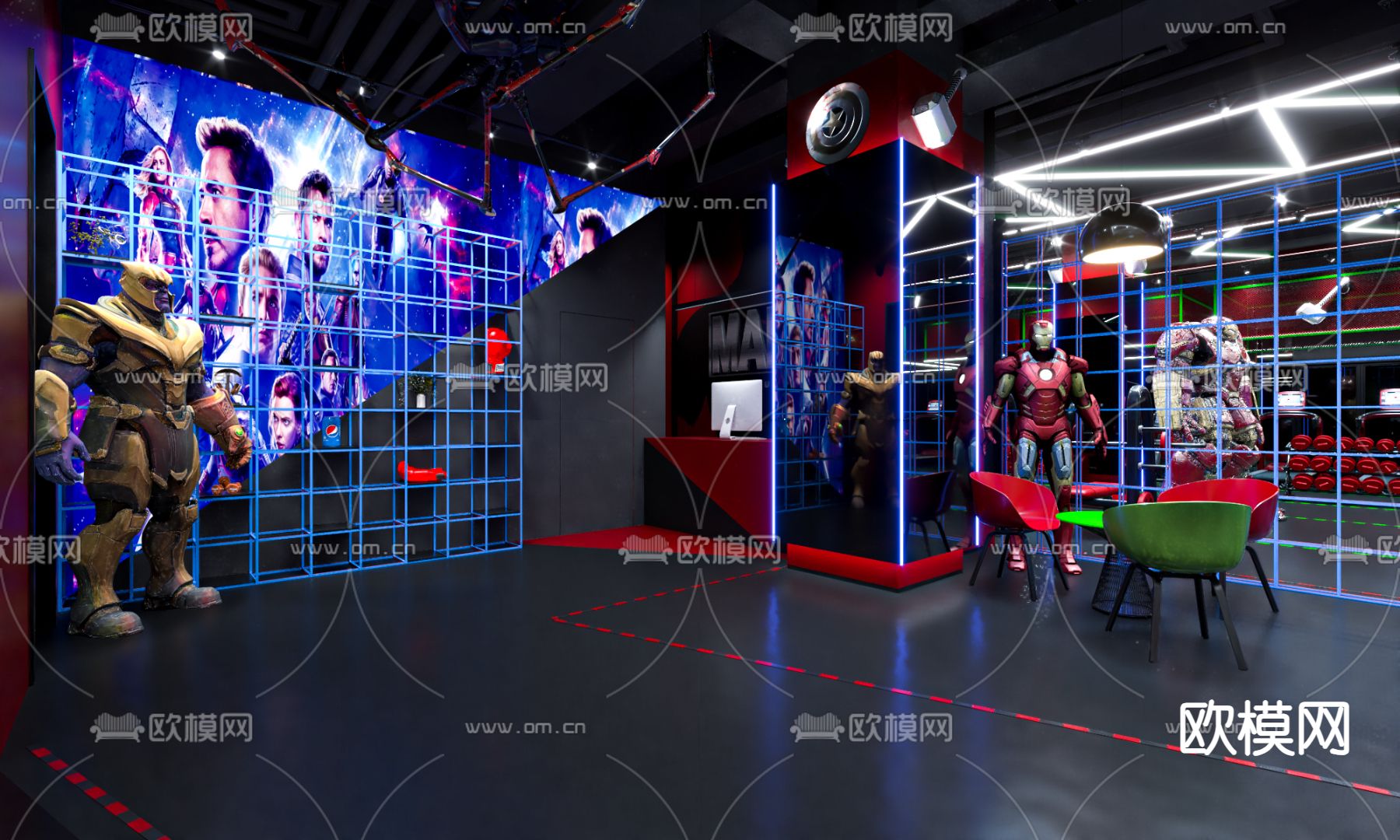 工业风健身房su模型下载（渲染图4）