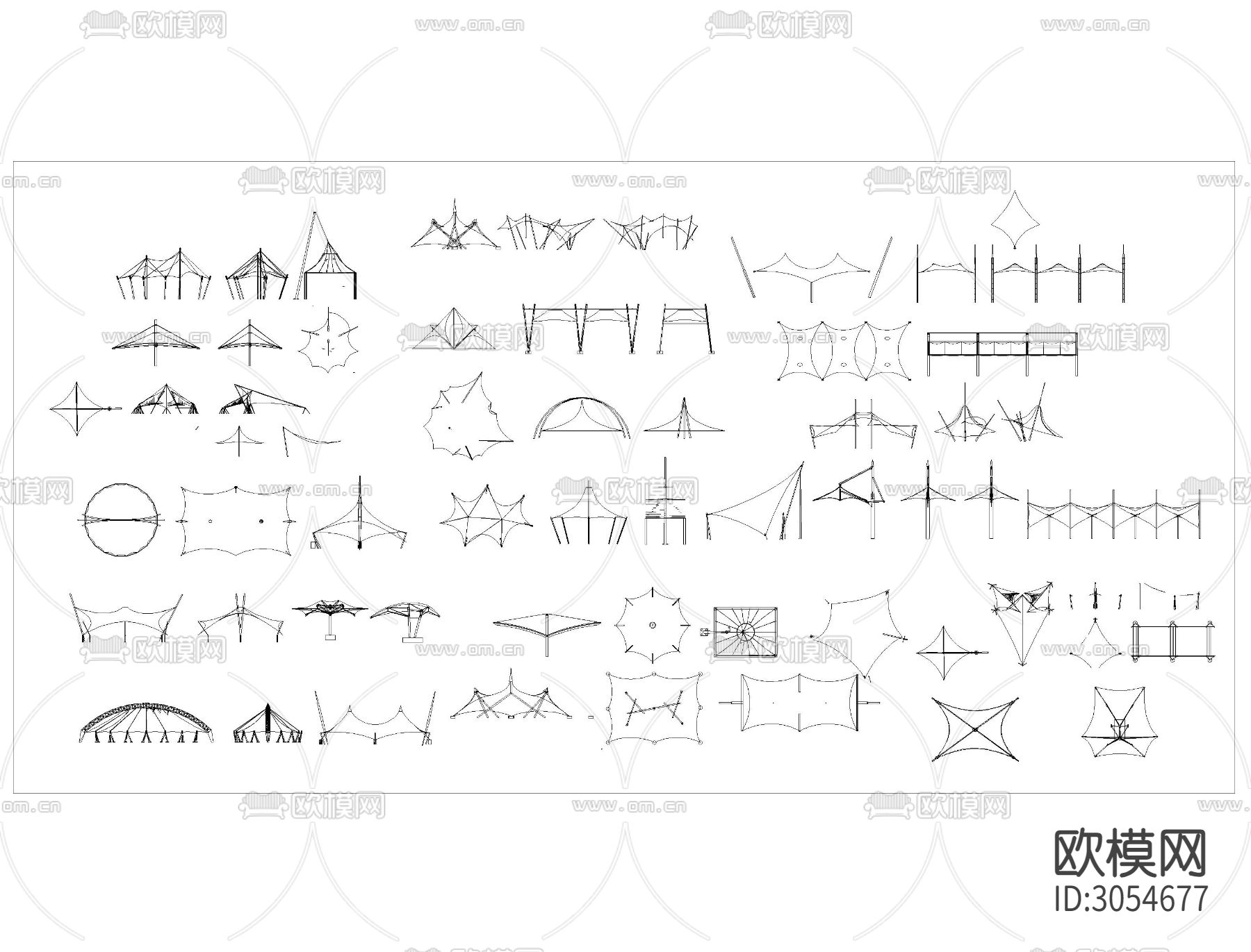 露营帐篷cad图库下载（渲染图4）
