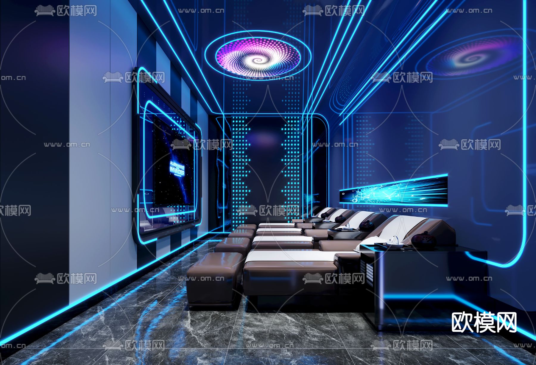 科技感影音室 视听室3d模型下载