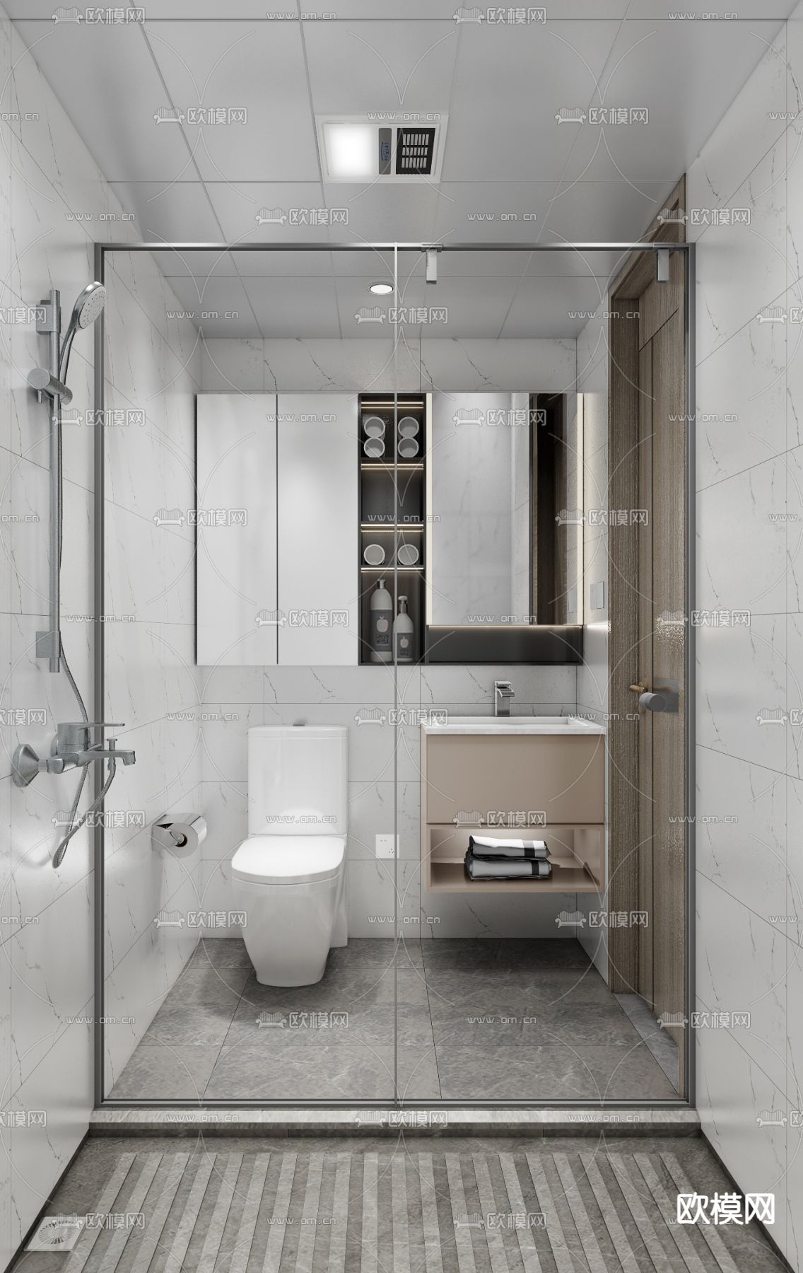 公寓主卫su模型下载（渲染图2）