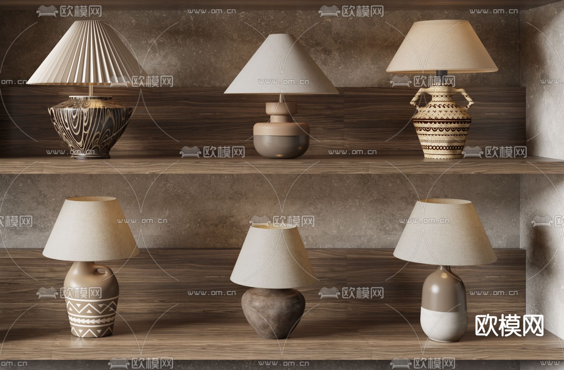 侘寂陶罐台灯su模型下载（渲染图2）