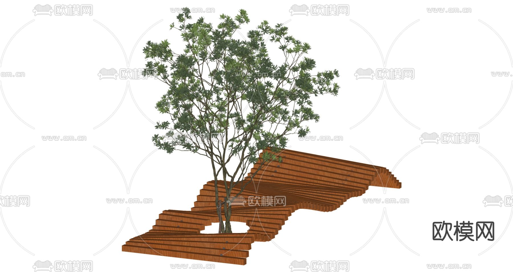 现代景观树池 景观树su模型下载（渲染图1）