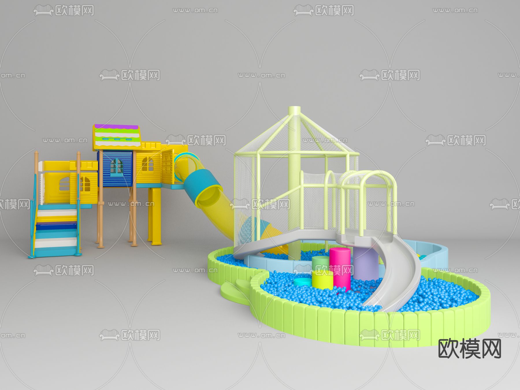 儿童球池 滑滑梯 游乐设施3d模型下载