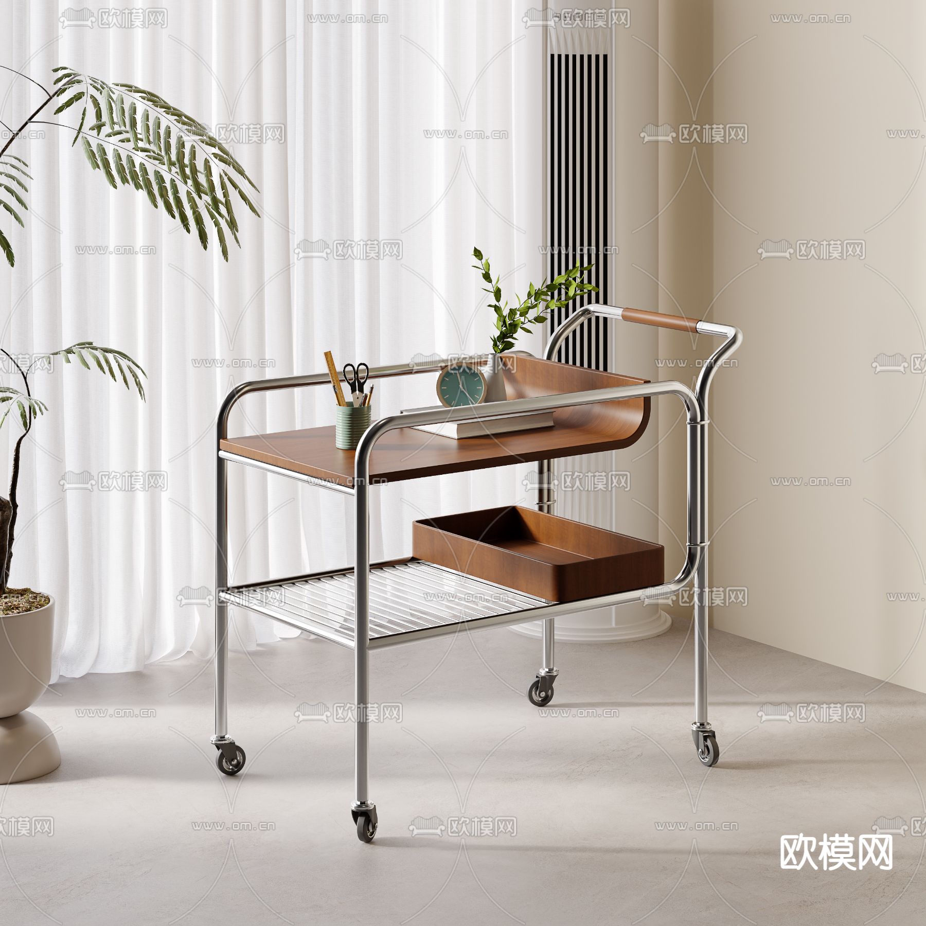 中古风边几 移动角几 桌几3d模型下载