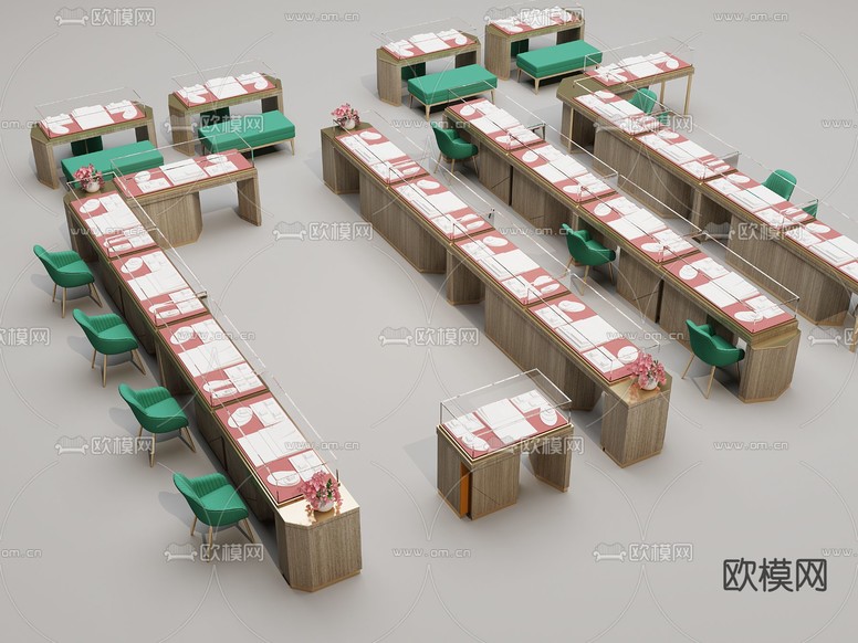 首饰柜 珠宝柜 中岛台3d模型下载