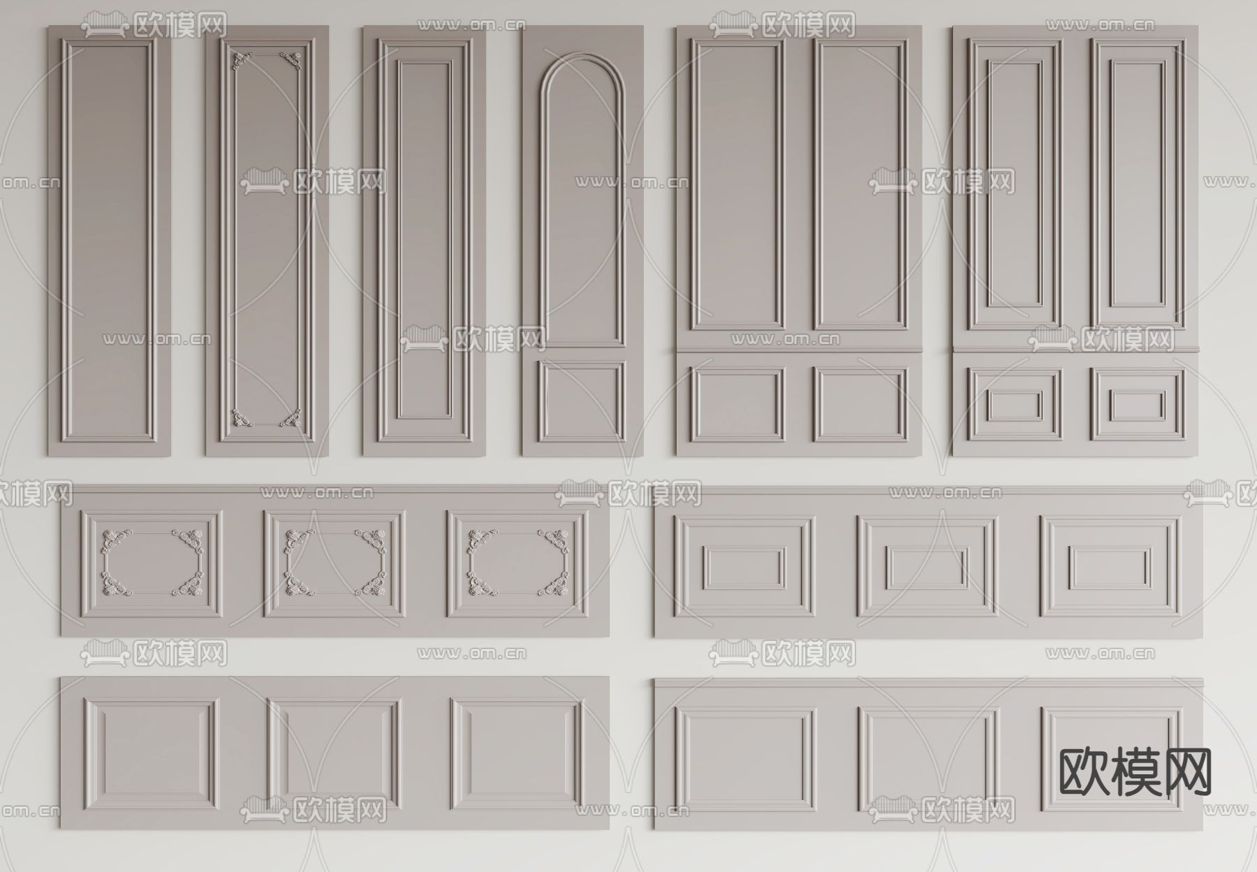 简欧护墙板 墙裙3d模型下载