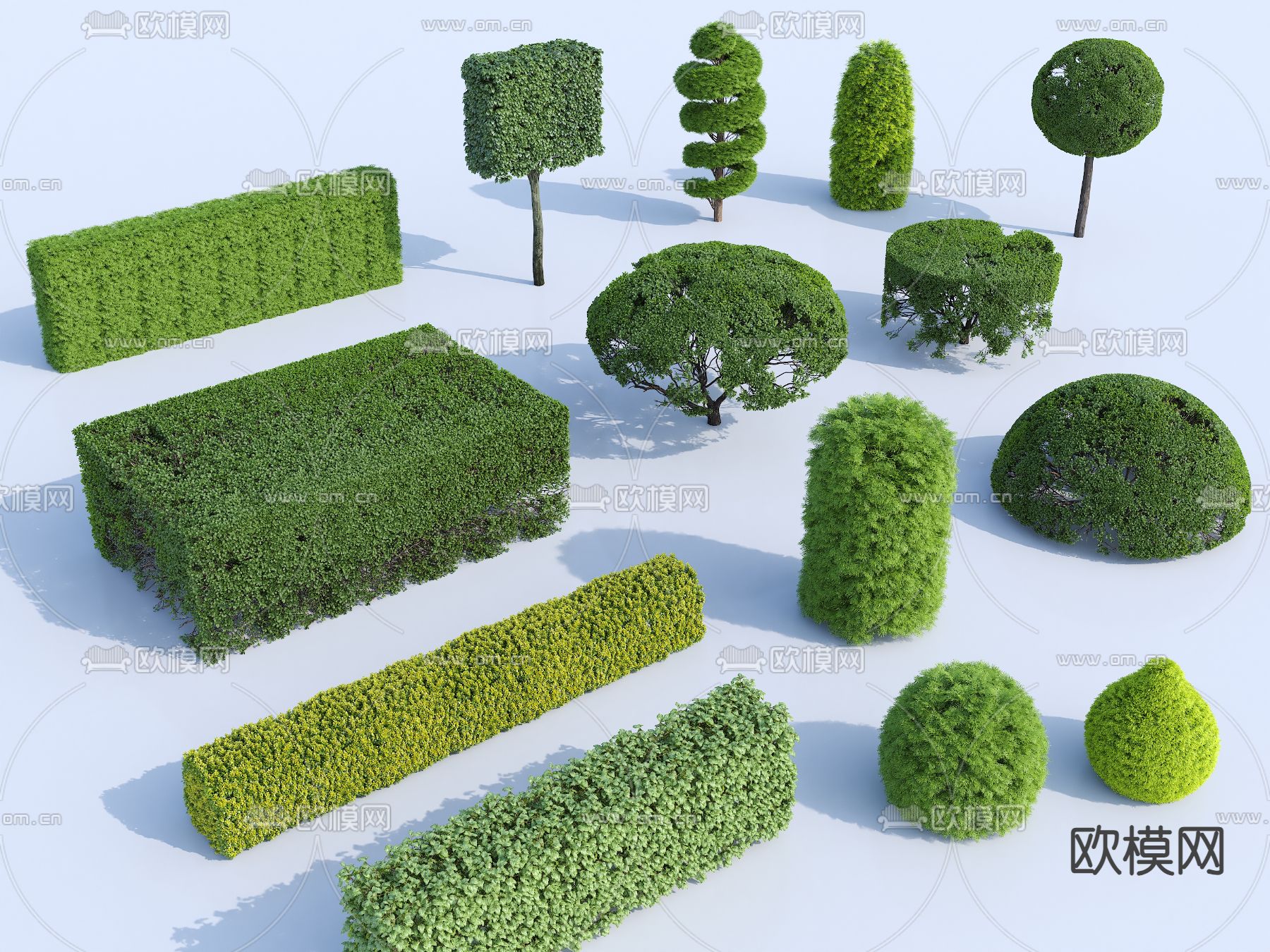 造型灌木 绿篱 景观绿化3d模型下载