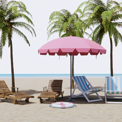  现代户外躺椅 沙滩椅su模型 