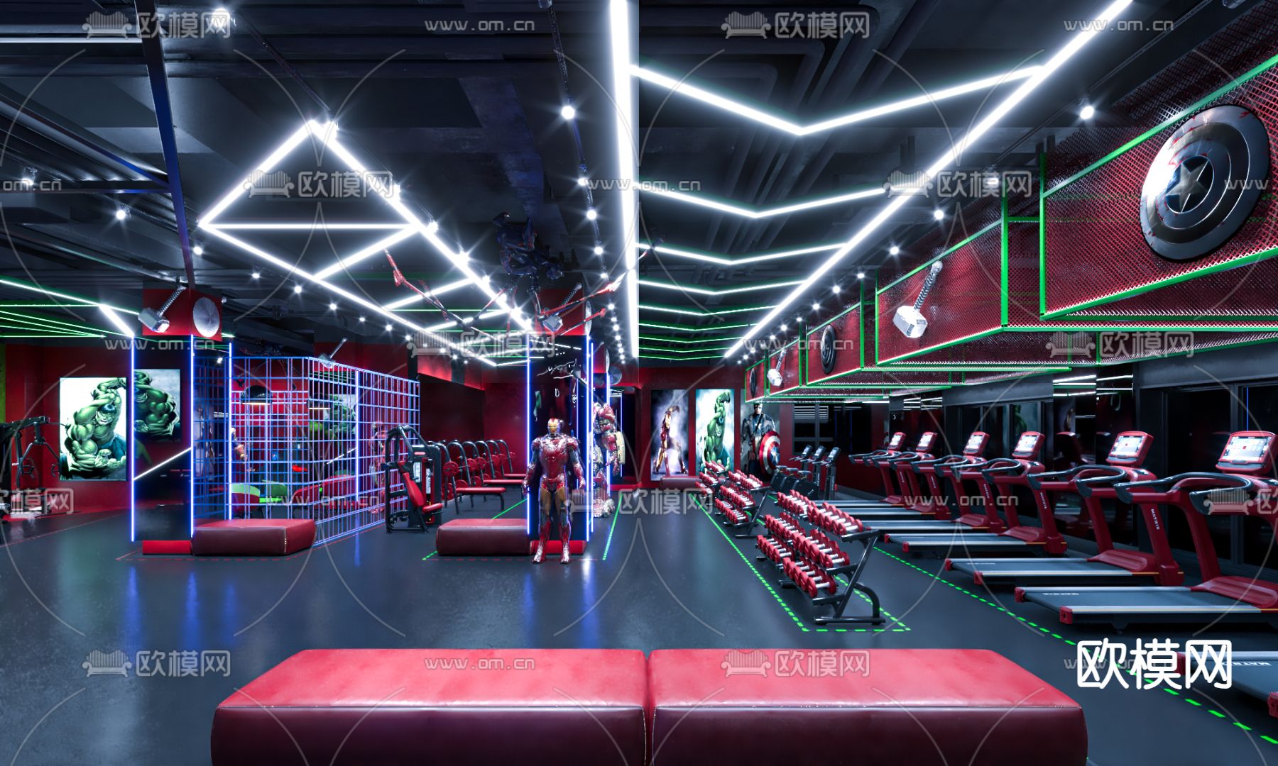 工业风健身房su模型下载（渲染图5）