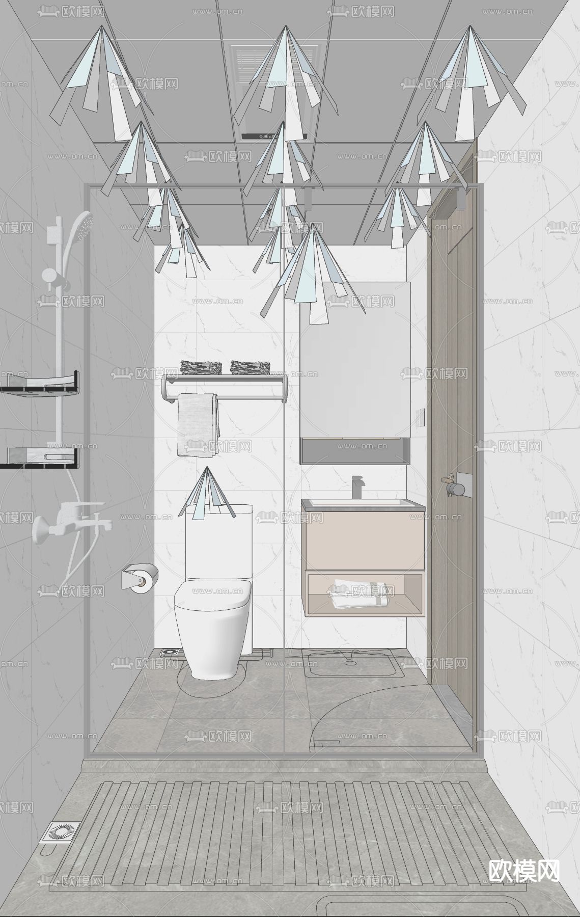 公寓主卫su模型下载（渲染图1）