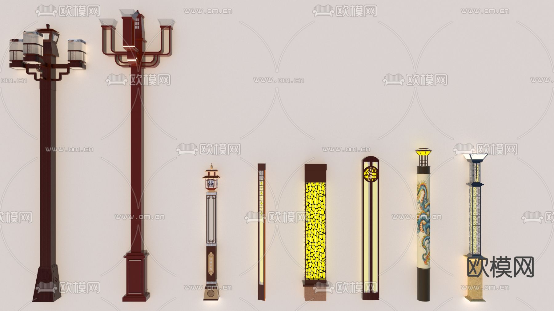 中式路灯su模型下载（渲染图1）