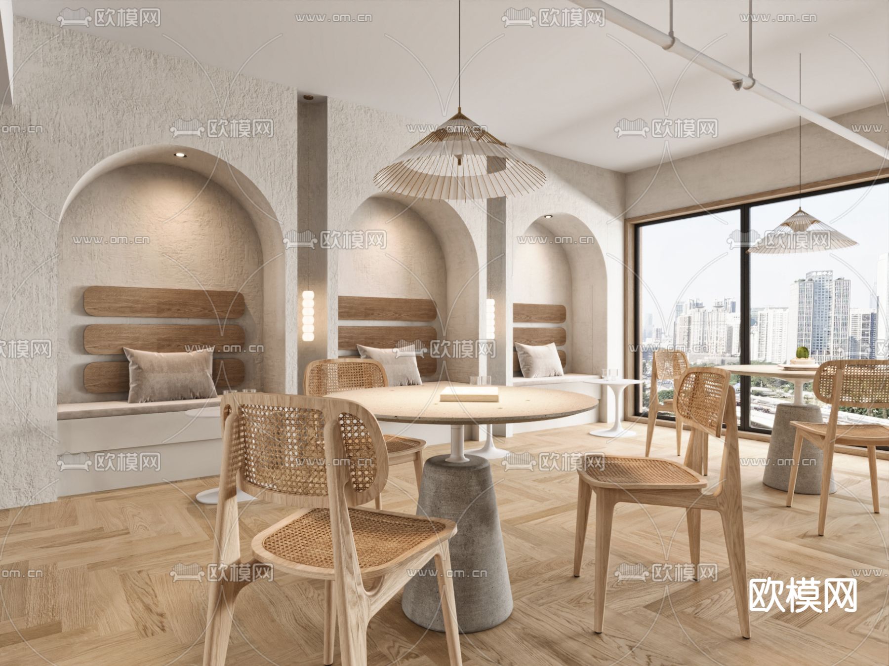 侘寂奶茶店 网红餐厅3d模型下载