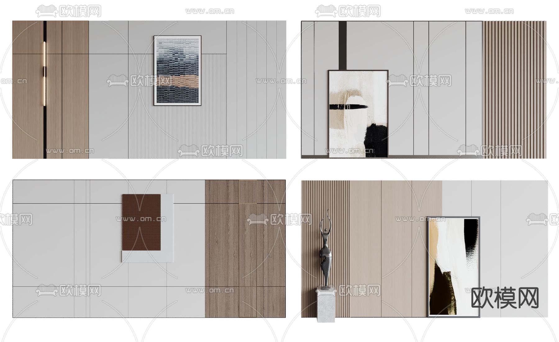 现代背景墙 沙发背景3d模型下载