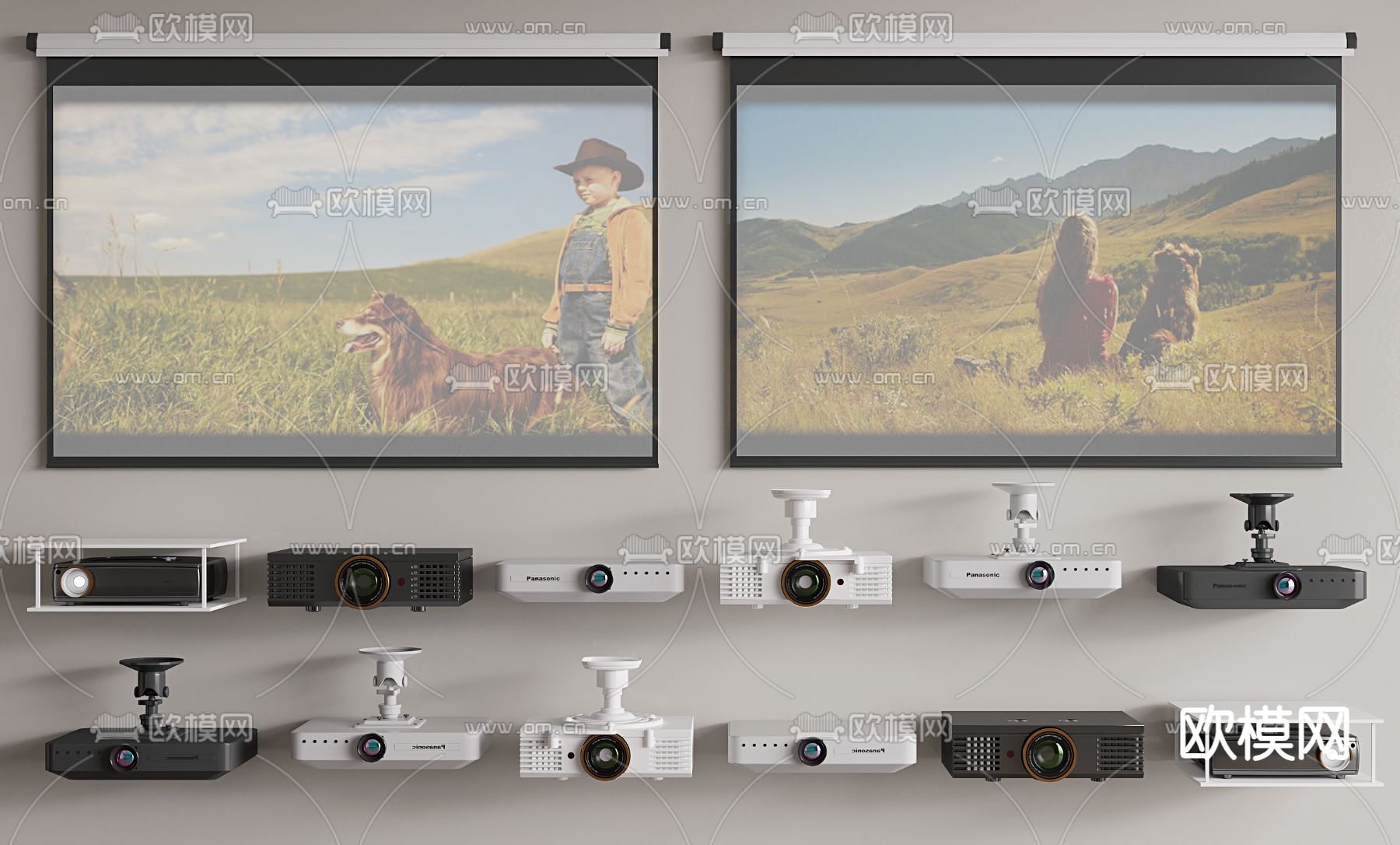 投影仪 投影幕布3d模型下载