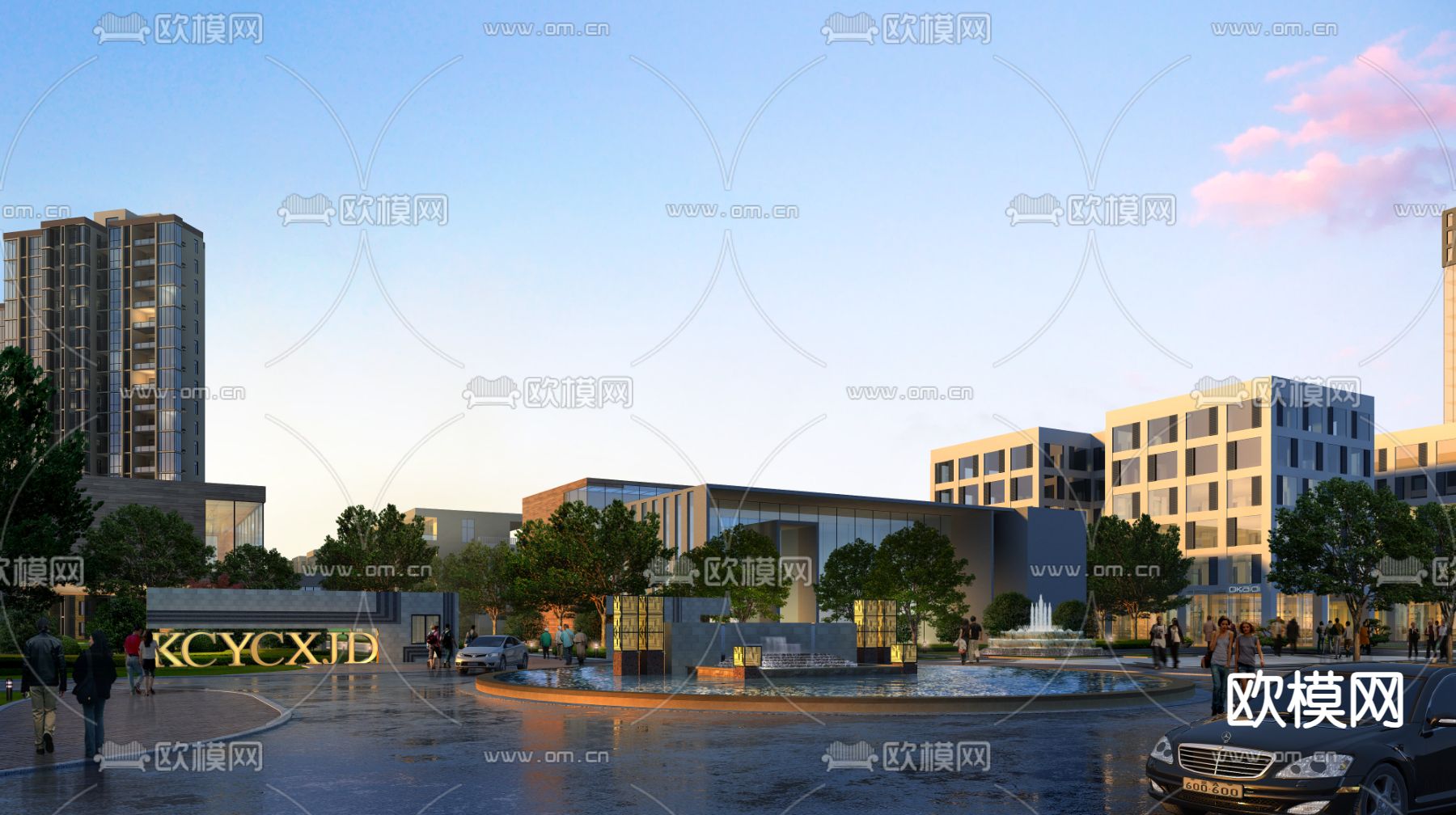 广场景观 步行街水景psd下载