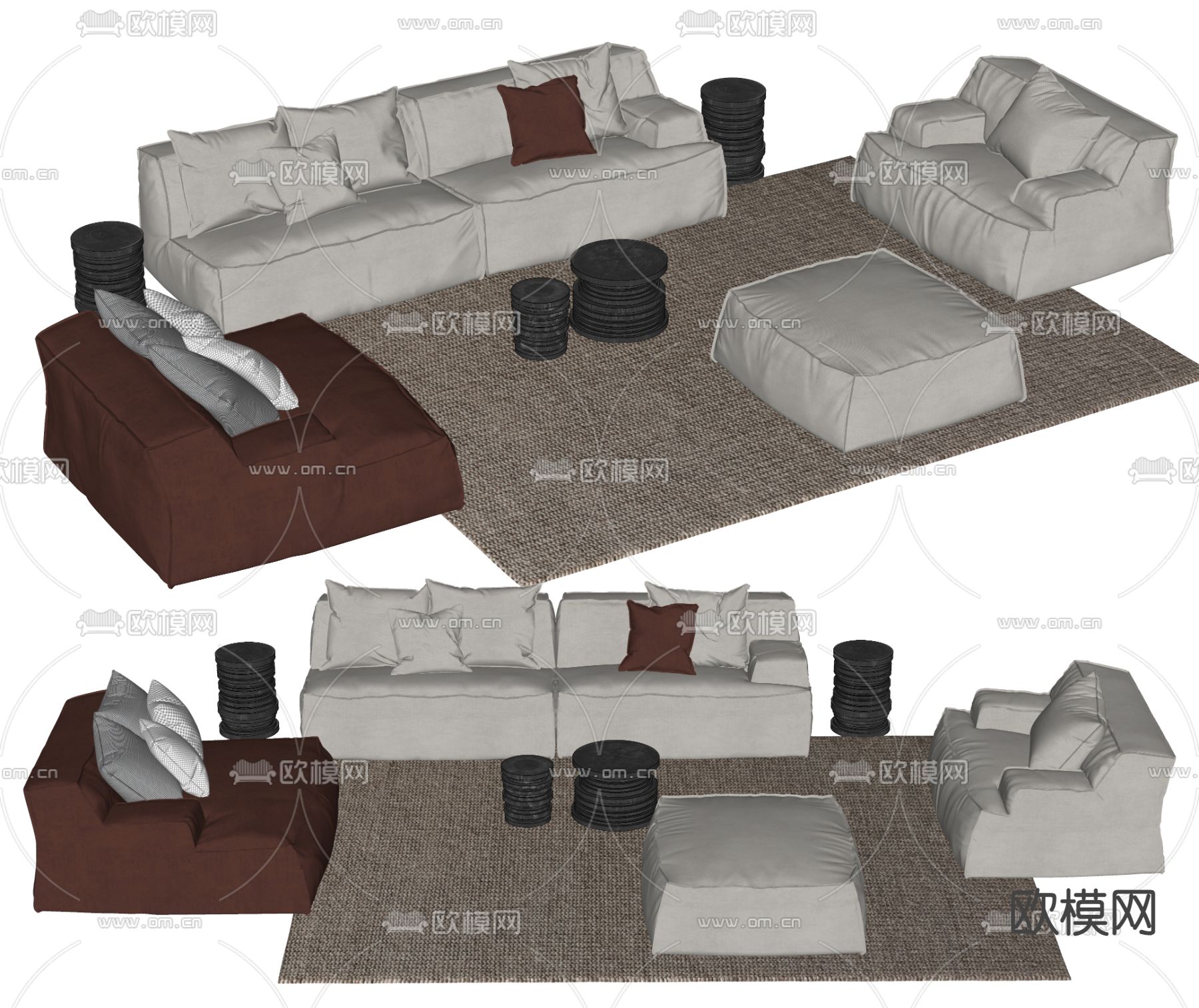 baxter 组合沙发su模型