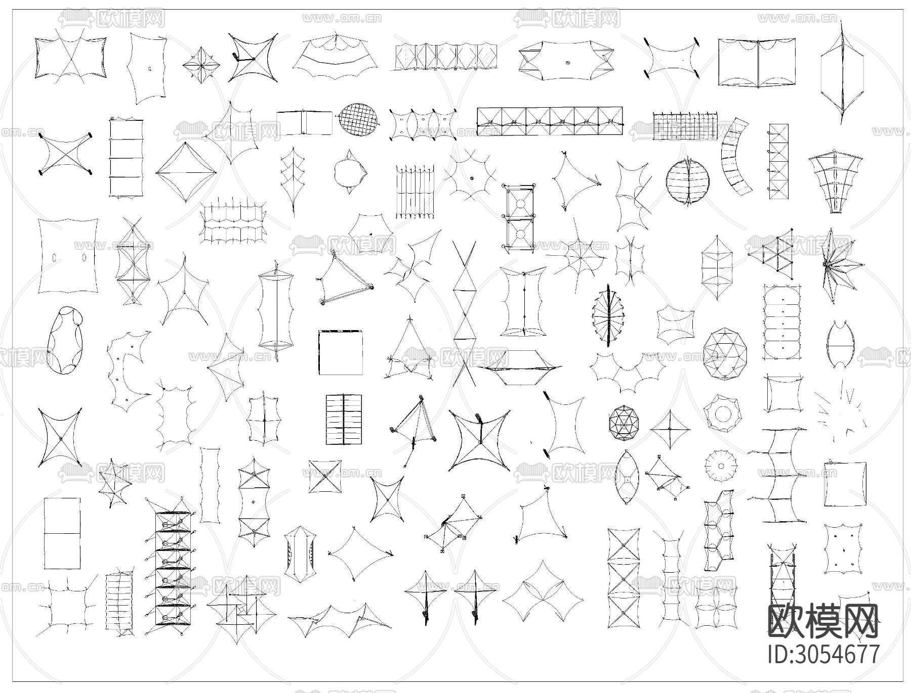 露营帐篷cad图库下载（渲染图3）