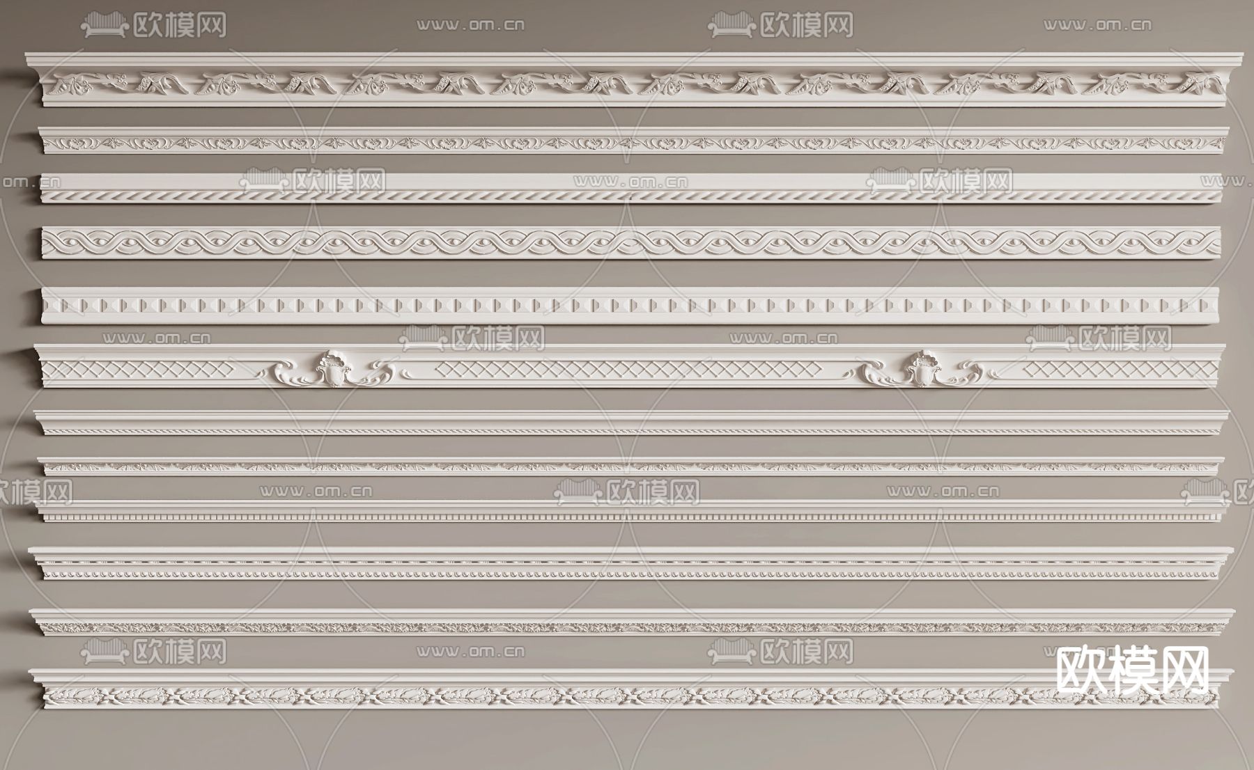 法式线条 石膏线 角线 踢脚线3d模型下载