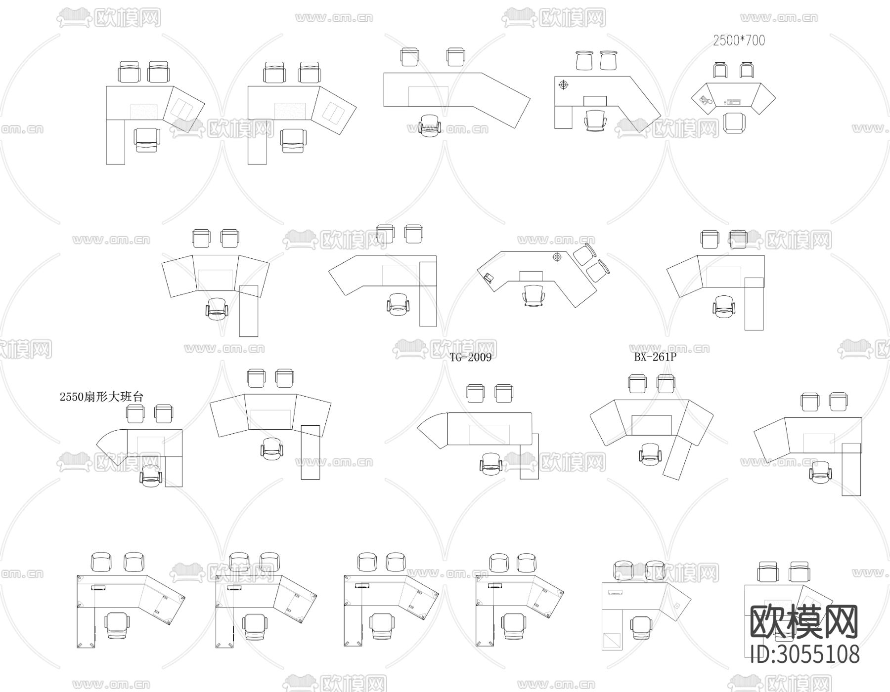 高管老板经理班台办公桌cad图库下载（渲染图2）