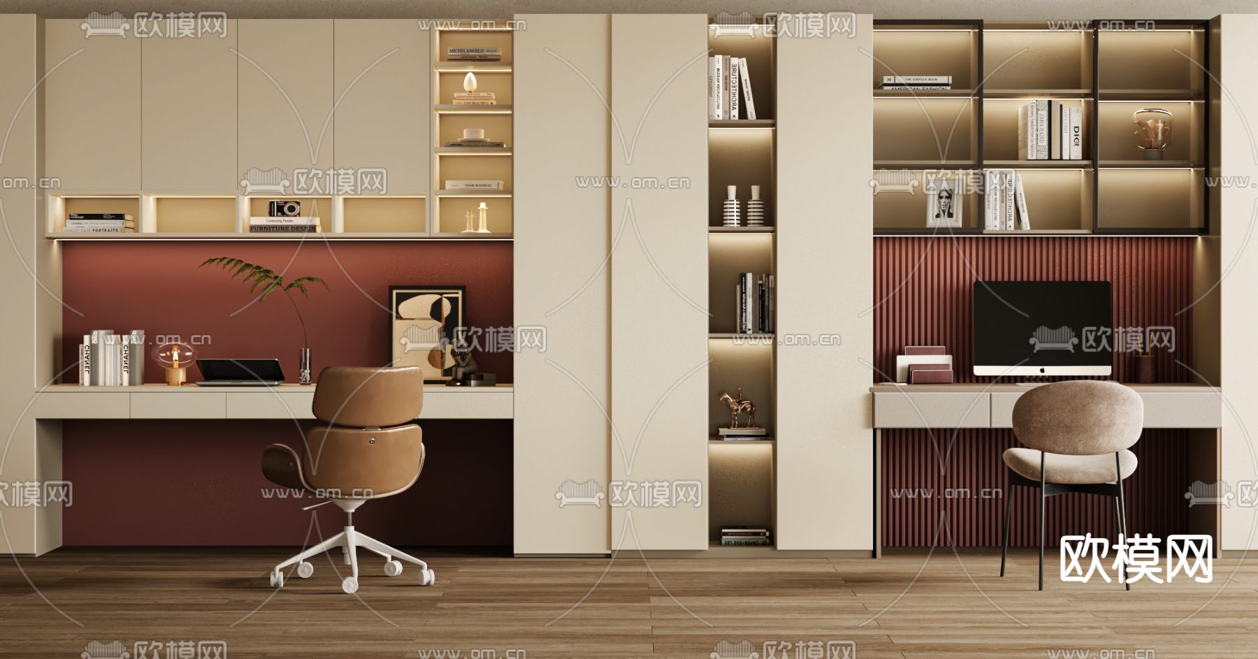 现代书桌 电脑桌 学习桌3d模型下载