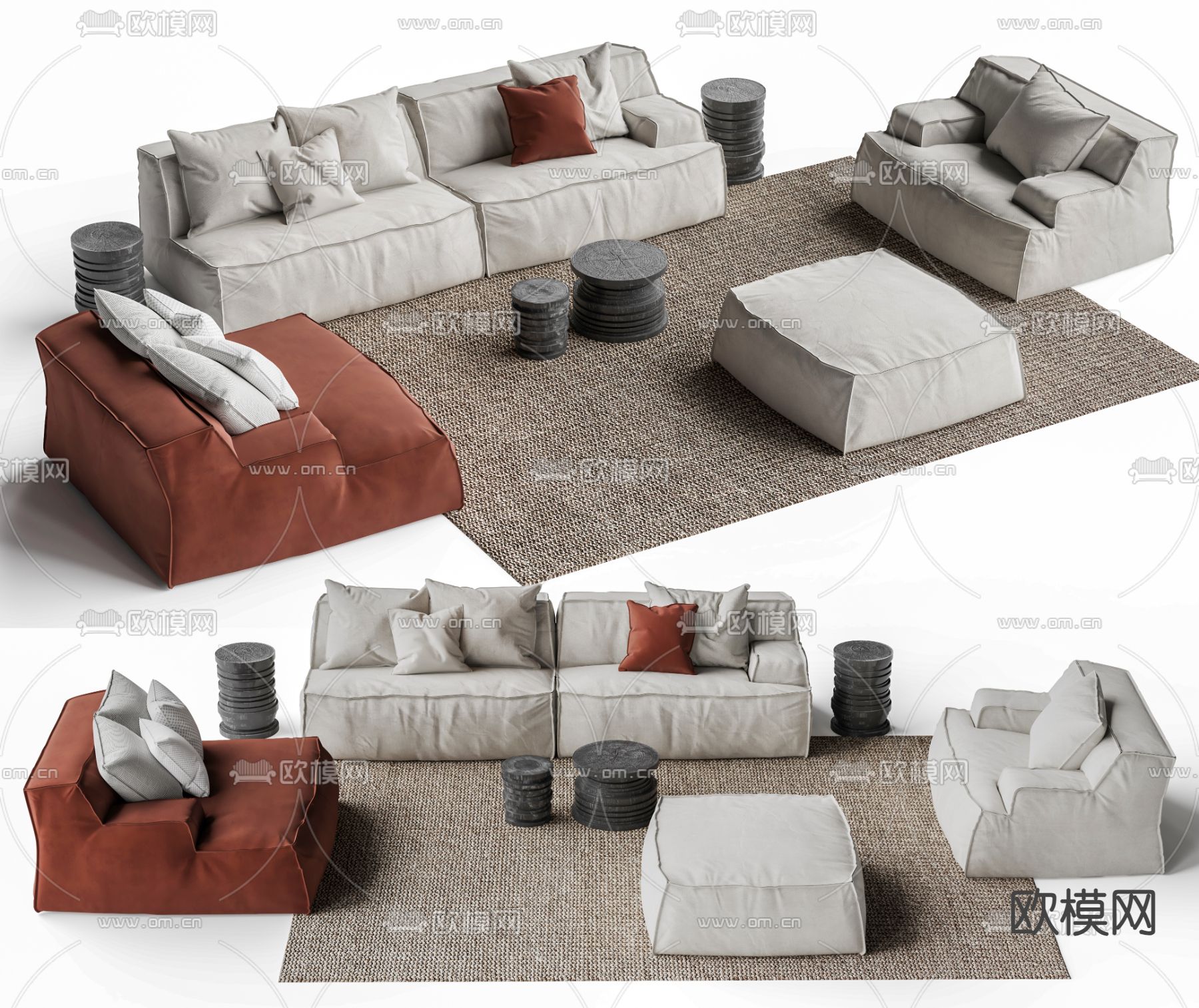 baxter 组合沙发su模型