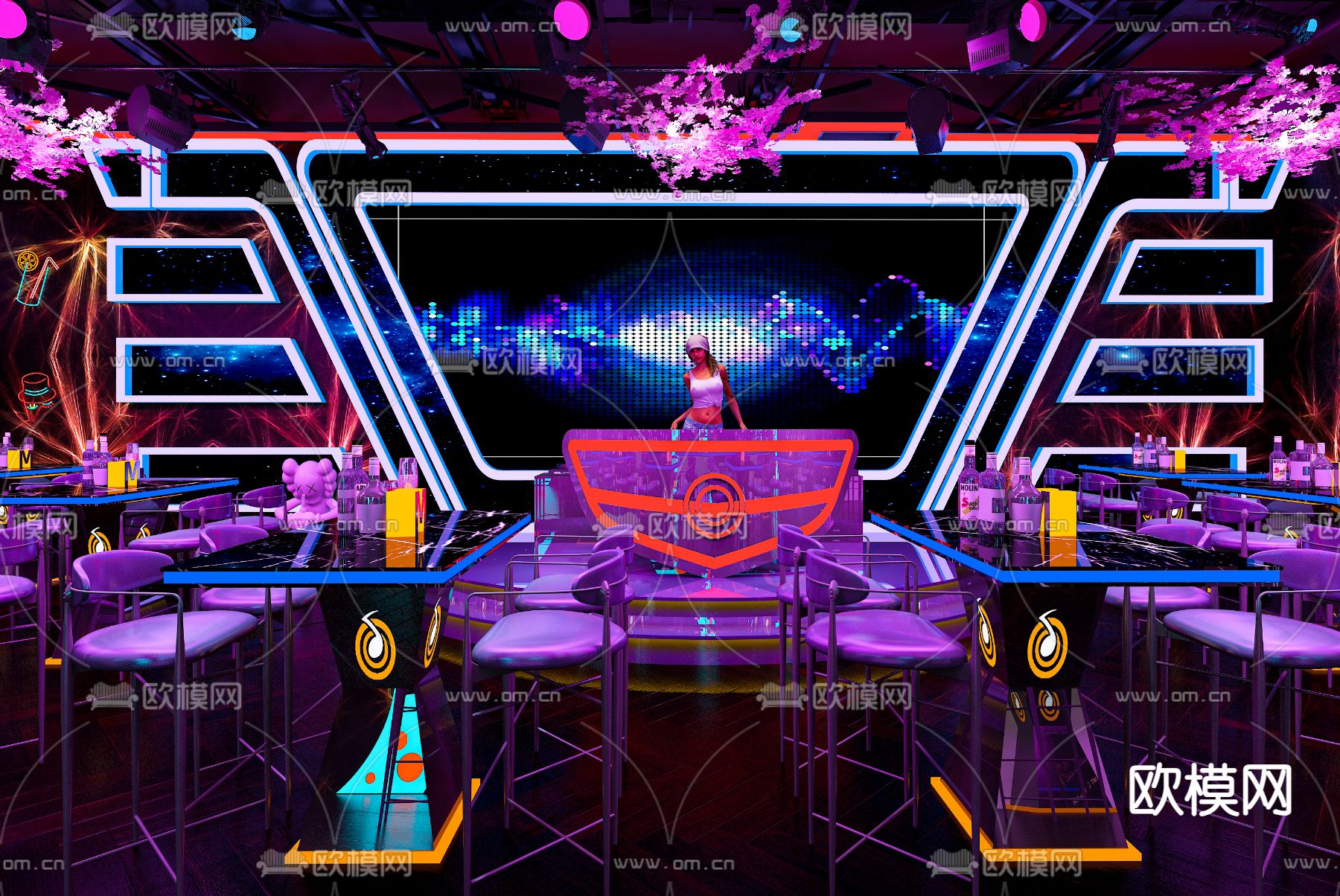 酒吧 卡座区3d模型下载