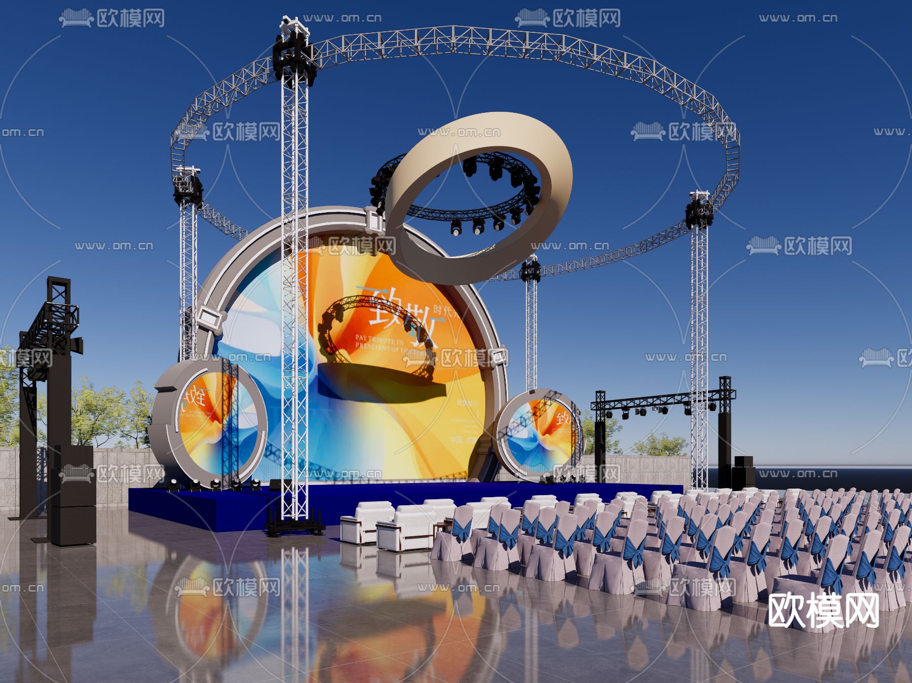 现代户外舞台su模型