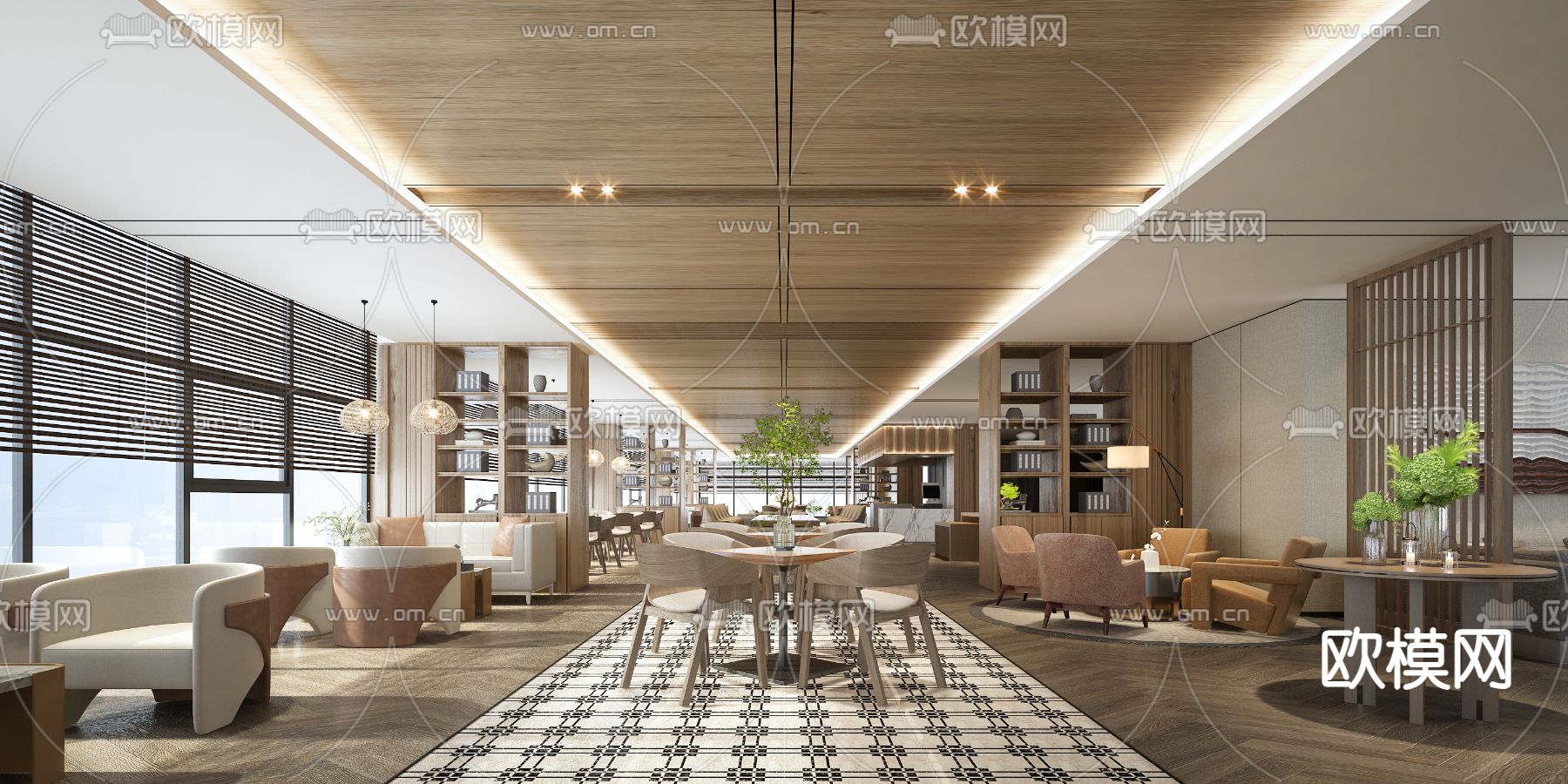 酒店大堂吧 休息区3d模型下载