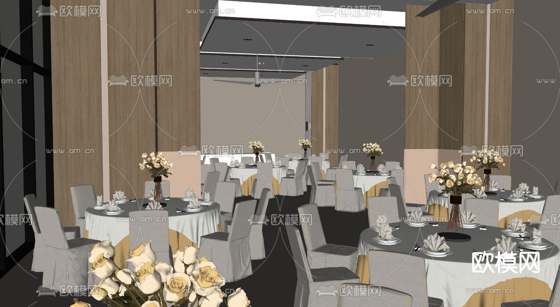 现代婚礼会场 宴会厅su模型下载（渲染图3）