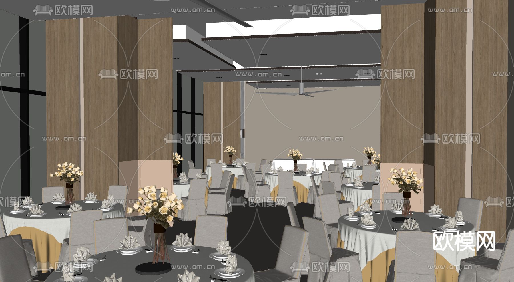 现代婚礼会场 宴会厅su模型下载（渲染图2）